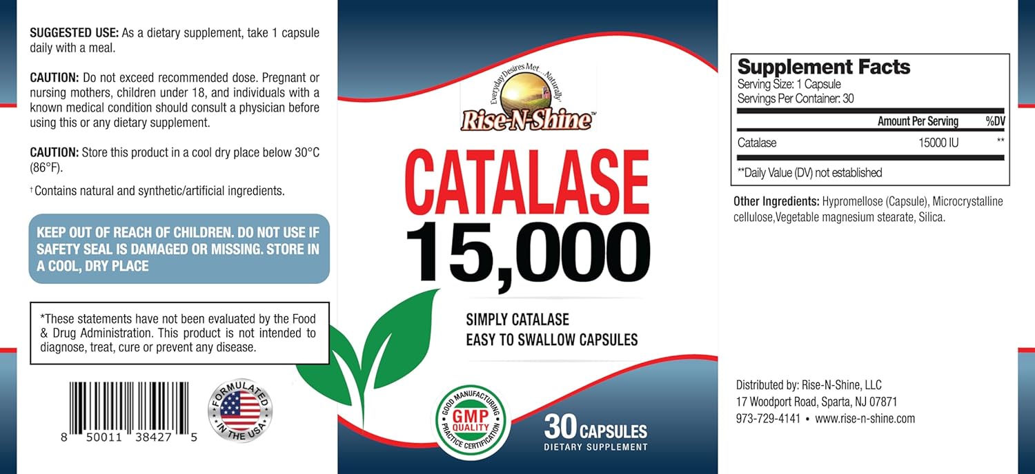 Catalase Supplement 15,000 for Hair Health Support - Antioxidant Enzyme Hair Supplements - 30 Capsules