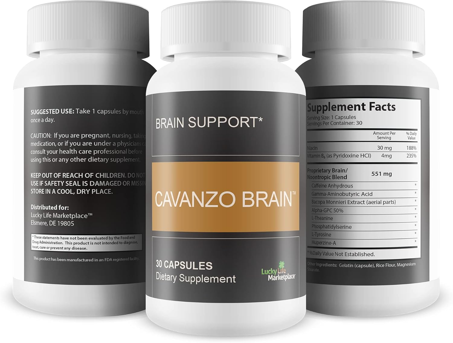 Cavanzo Brain Support Capsules with Frankincense for Memory, Focus, and Clarity - Improved Brain Function and Stamina