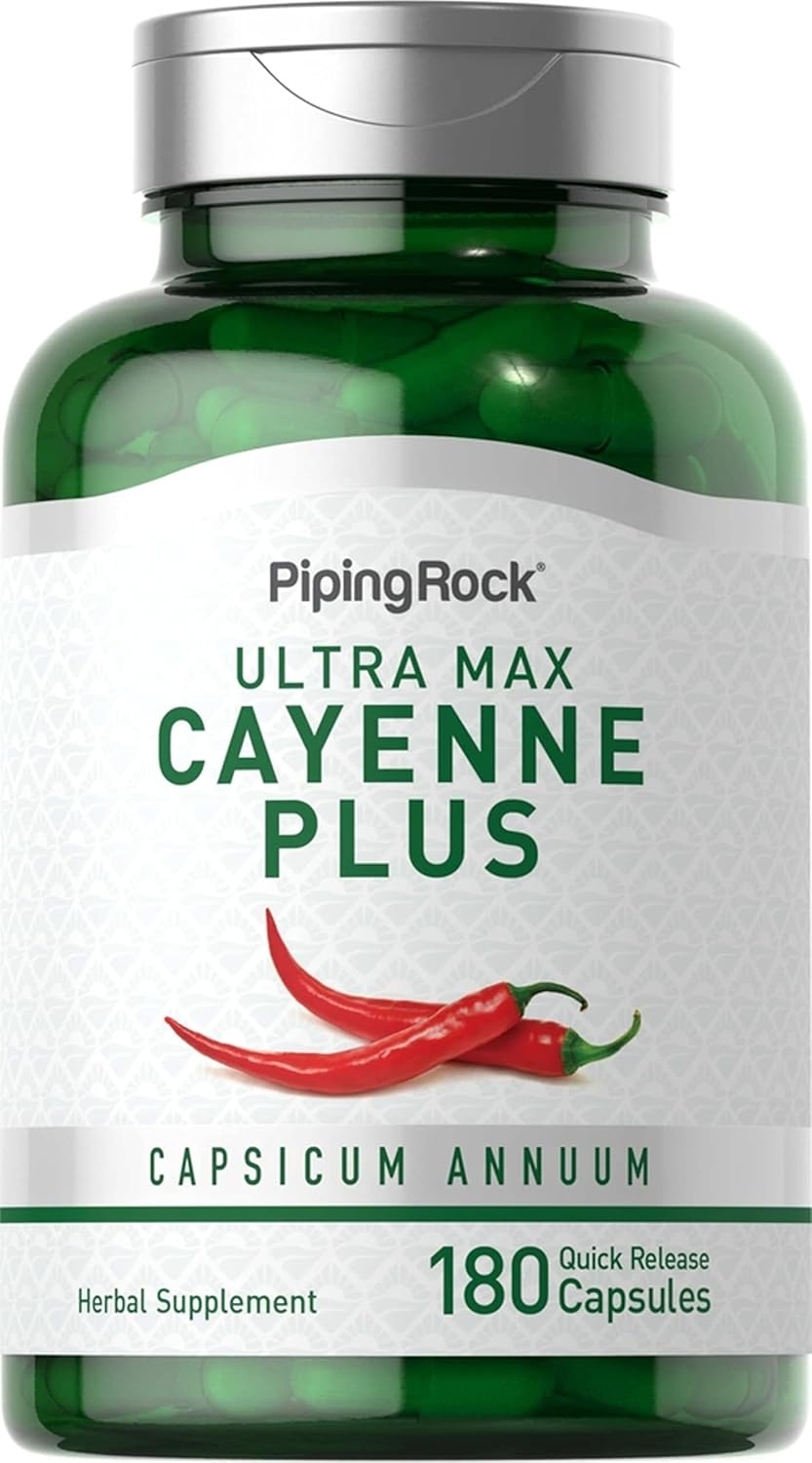 Cayenne Pepper Capsules 180 Pills with Ginger and Hawthorn Berry Herbal Supplement Non-GMO Gluten Free