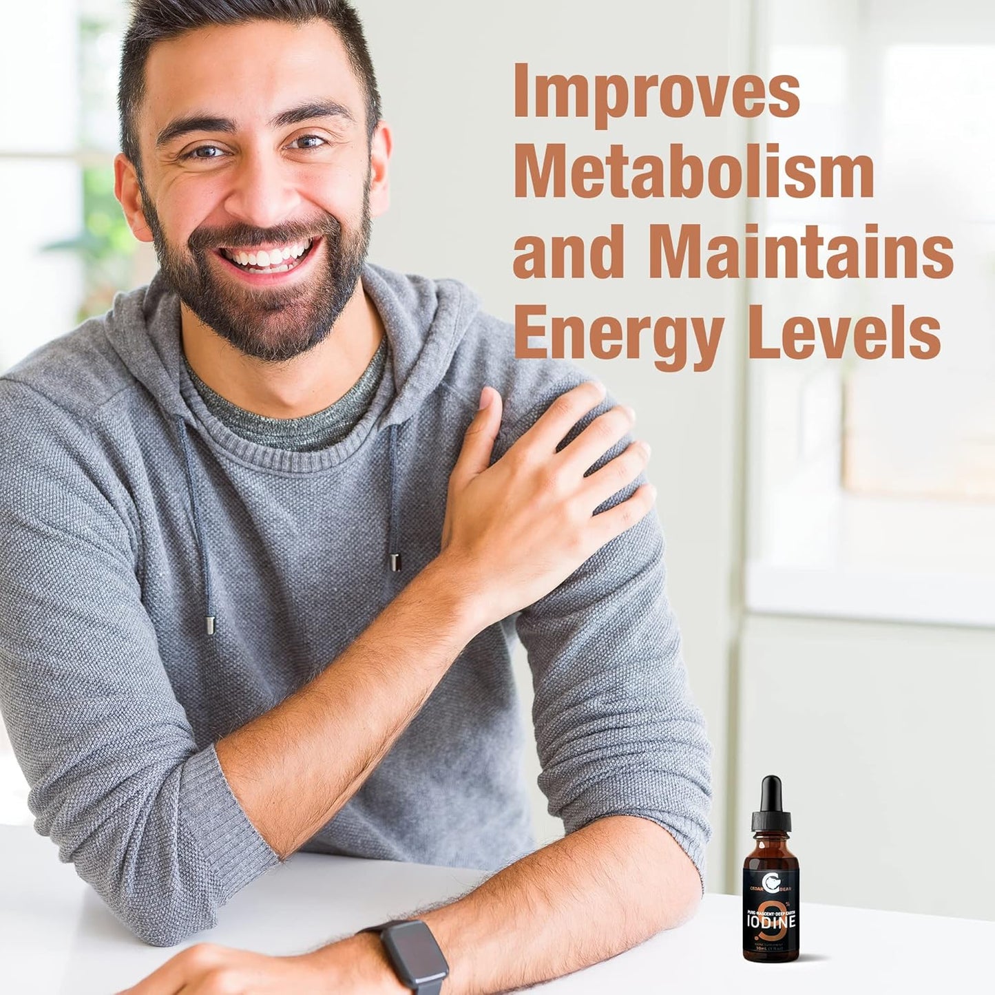 Cedar Bear Naturales Cedar Bear - 0.9% Pure Nascent Deep Earth Iodine Liquid Supplement for Thyroid Support and Metabolism, Alcohol-Free Drops - 1 fl oz