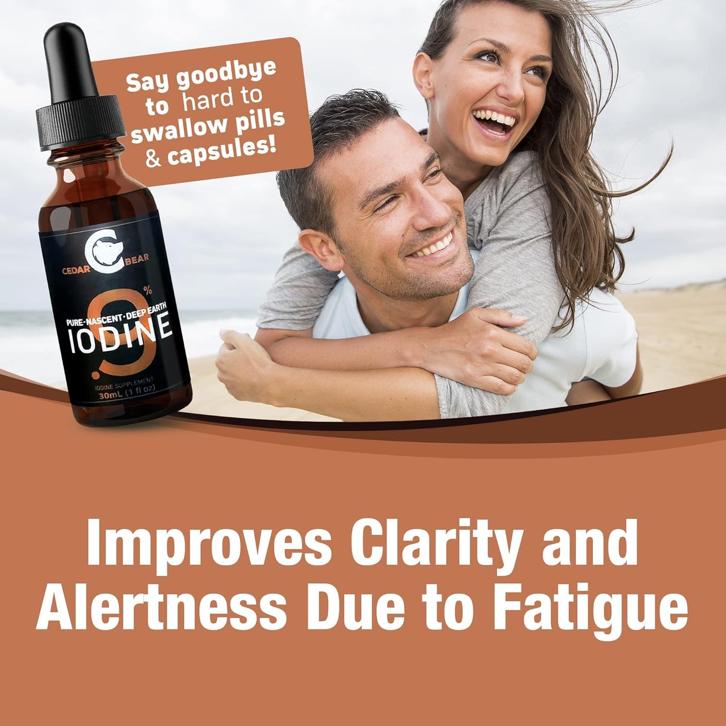 Cedar Bear Naturales Cedar Bear - 0.9% Pure Nascent Deep Earth Iodine Liquid Supplement for Thyroid Support and Metabolism, Alcohol-Free Drops - 1 fl oz