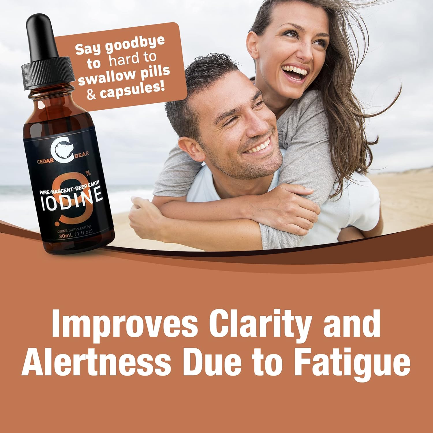 Cedar Bear Naturales Cedar Bear - 0.9% Pure Nascent Deep Earth Iodine Liquid Supplement for Thyroid Support and Metabolism, Alcohol-Free Drops - 1 fl oz