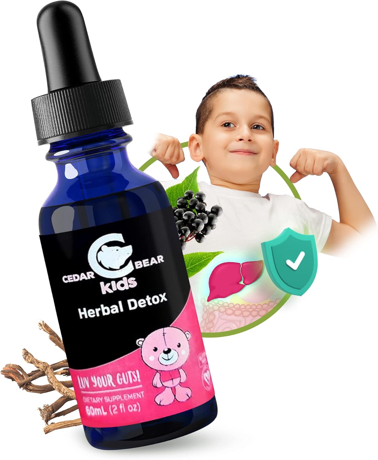 Cedar Bear Naturales Herbal Detox for Kids - Immune System Support - 2 fl oz