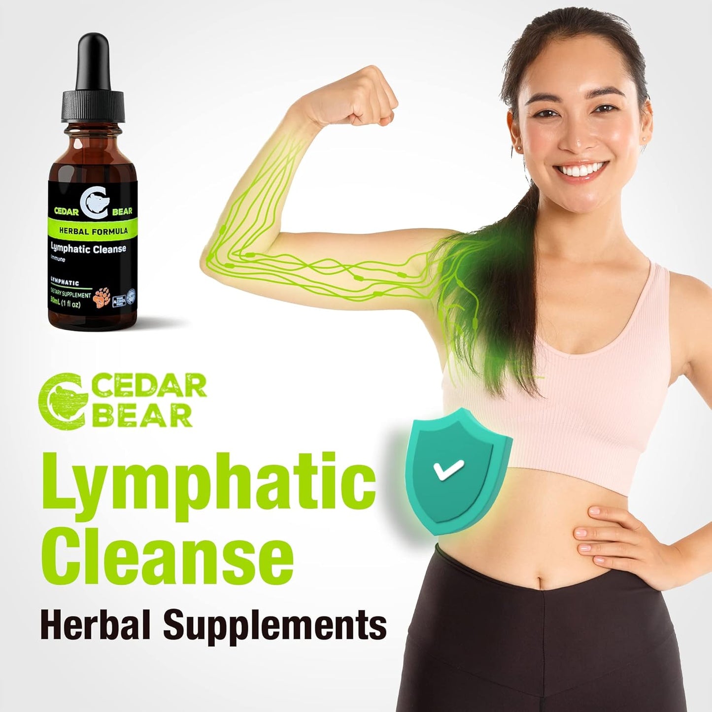 Cedar Bear Naturales Lymphatic Cleanse Supplement - Alcohol-Free Liquid Herbal Drops for Immune Support and Drainage, 1 fl oz