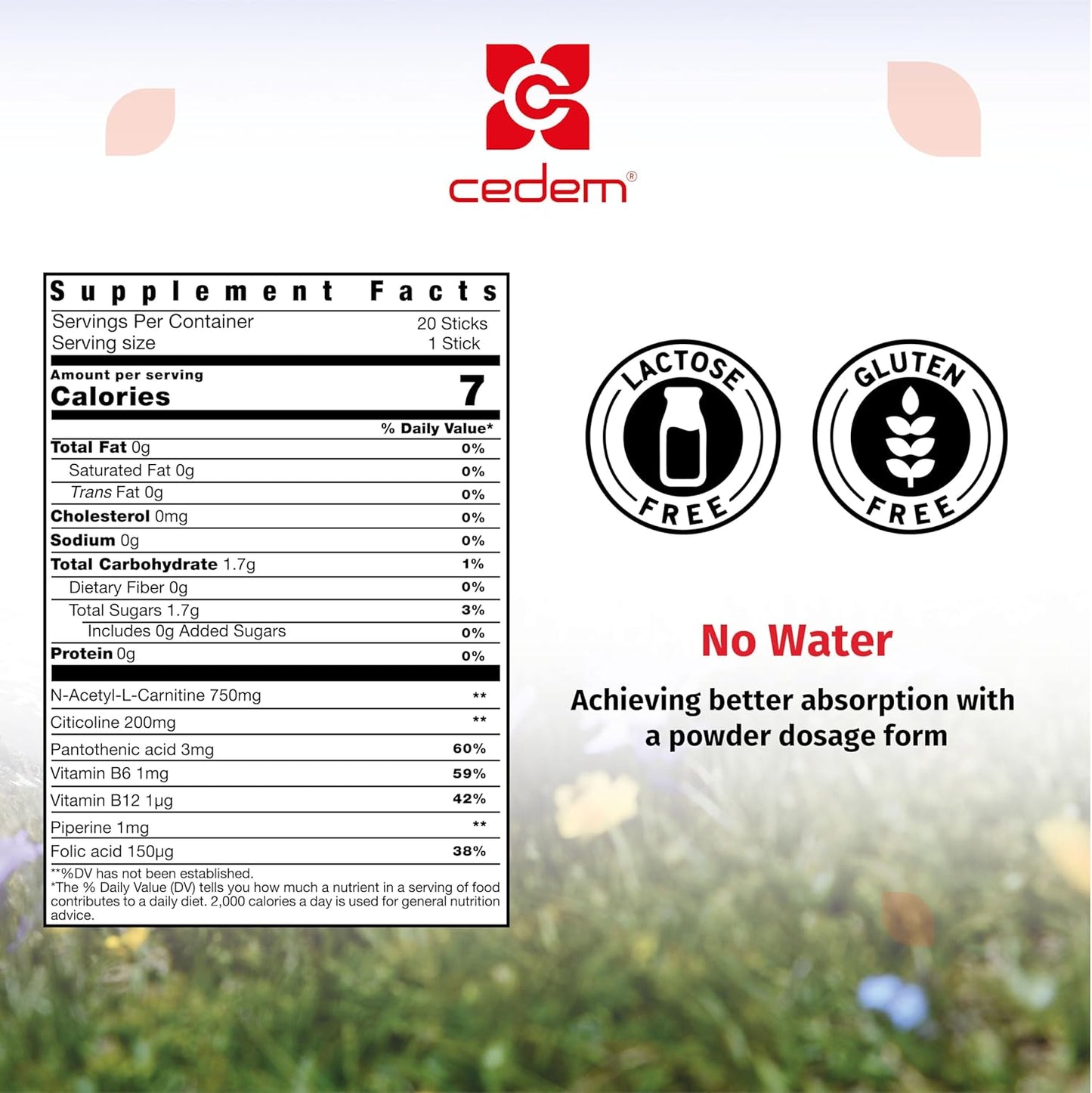 CEDEM AG Brainomax Powder Sticks - Nootropic Supplement for Memory, Focus, Cognitive Support - Cherry-Vanilla Flavor - 20 Sticks
