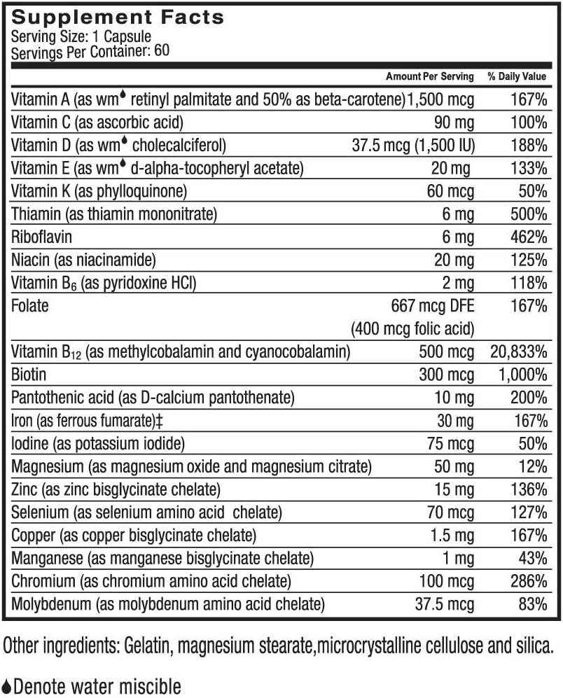 Celebrate Vitamins Multi-Complete Bariatric Supplement with Iron - Essential Daily Multivitamin for Sleeve Gastrectomy & Gastric Bypass Patients - 60 Capsules