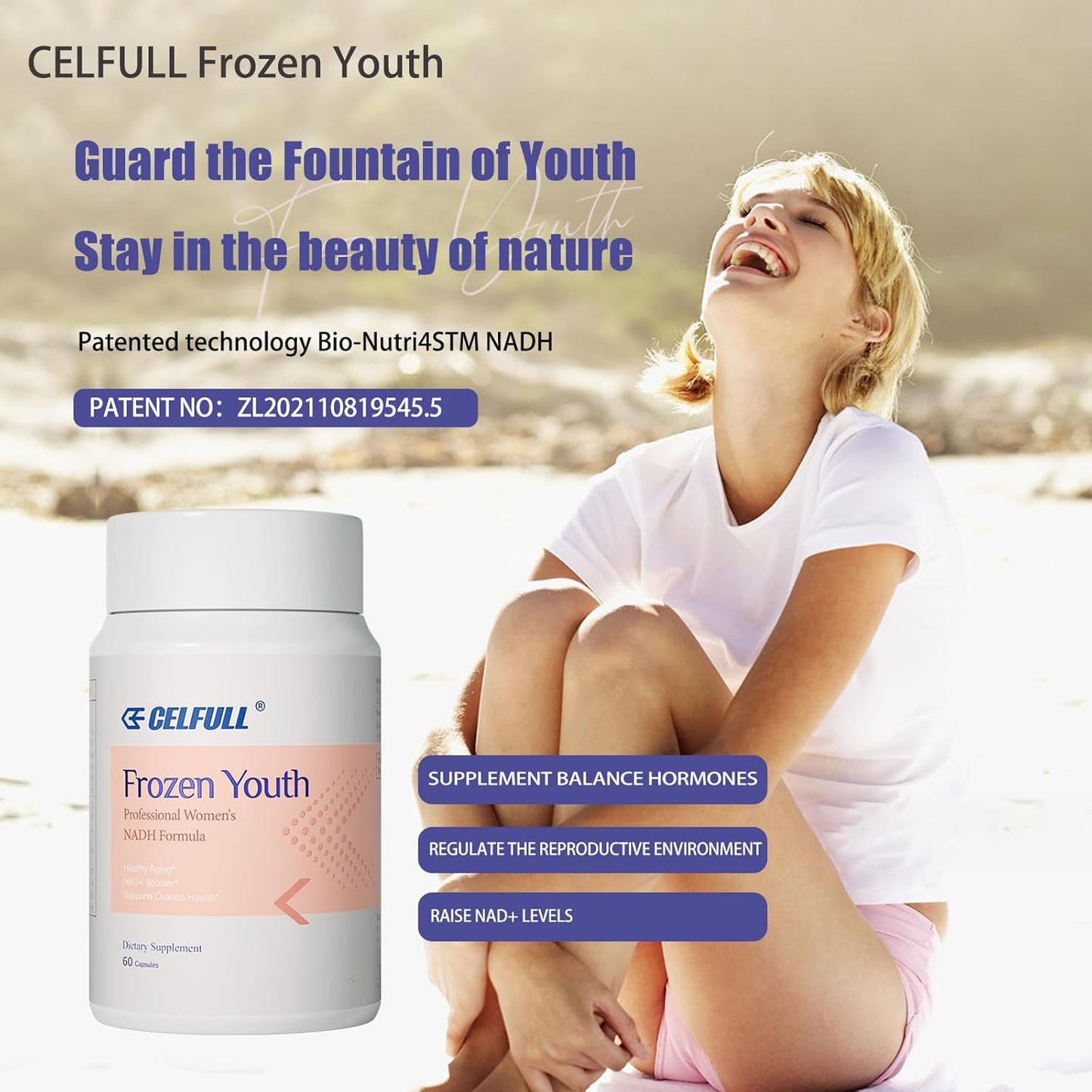 CELFULL Inositol Supplement with NADH, PQQ, and Folate - Hormone Balance & Ovarian Support for Women - Vitamin B8 Formula