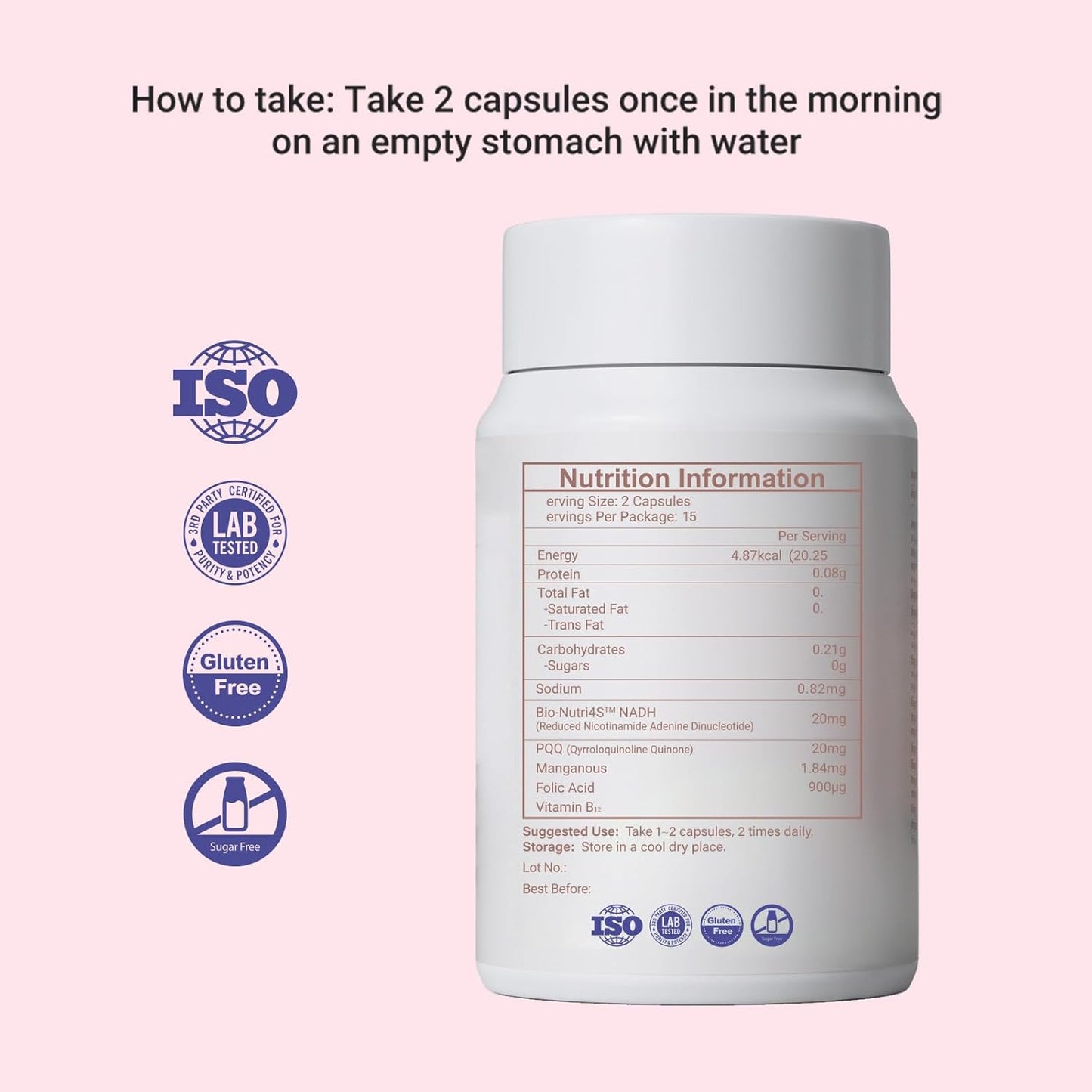 CELFULL Inositol Supplement with NADH, PQQ, and Folate - Hormone Balance & Ovarian Support for Women - Vitamin B8 Formula