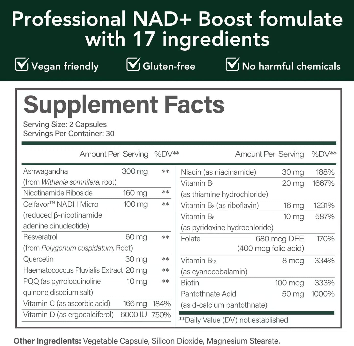CELFULL NAD+ Supplement with Resveratrol, Nicotinamide Riboside, and Quercetin - Boost Cellular Energy and Stamina - 30000mg/Bottle - Anti Aging Formula