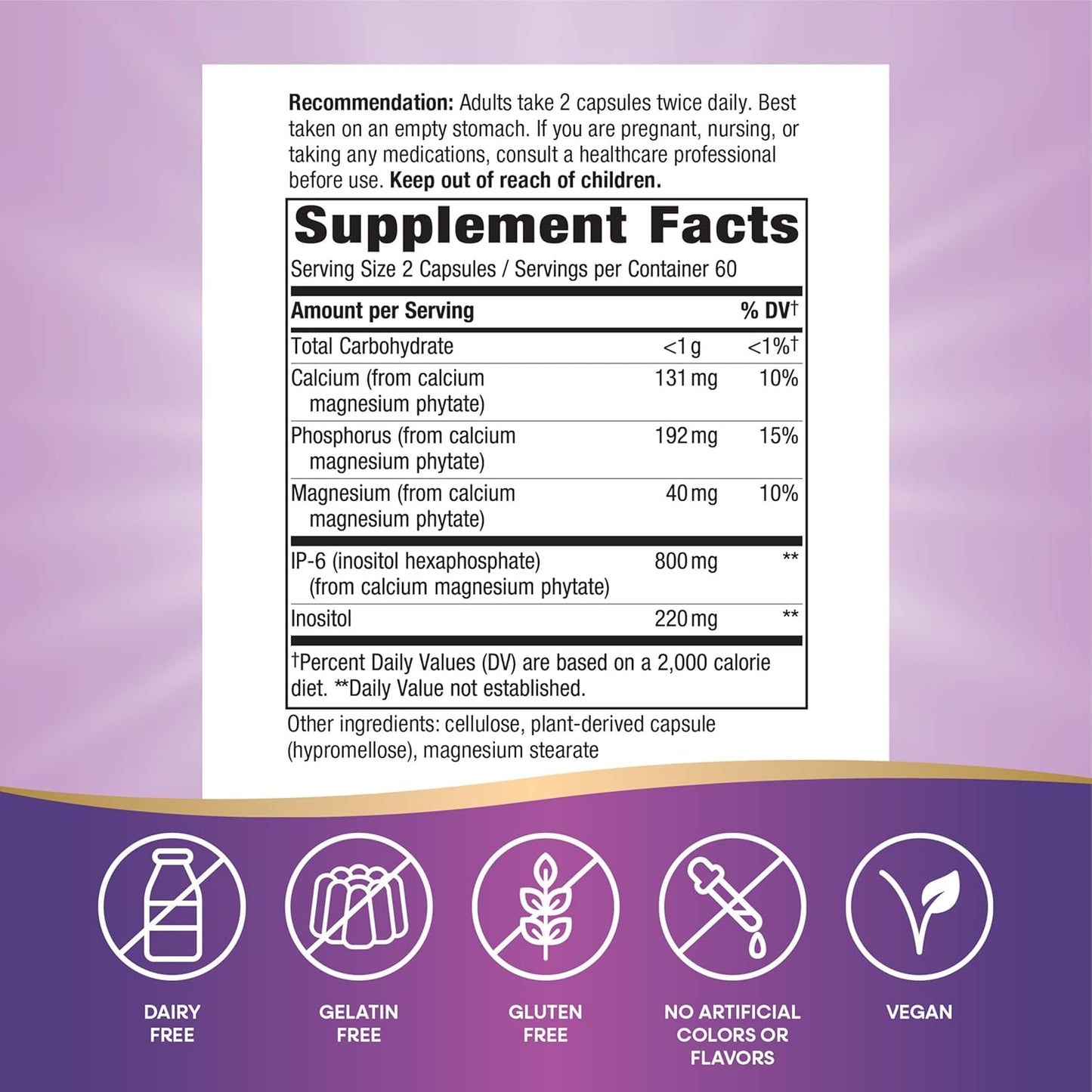 Cell Forté IP-6 & Inositol by Nature's Way - Immune Support with Calcium, Phosphorus, and Magnesium - 120 Capsules, Gluten-Free and Vegan