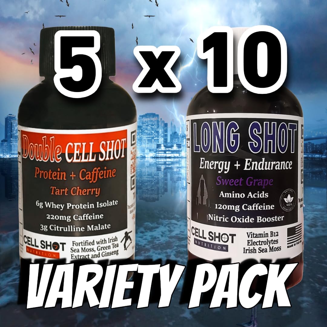 Cell Shot Nutrition Variety Pack - 15 Energy and Focus Shots for Athletic Performance and Preworkout Boost