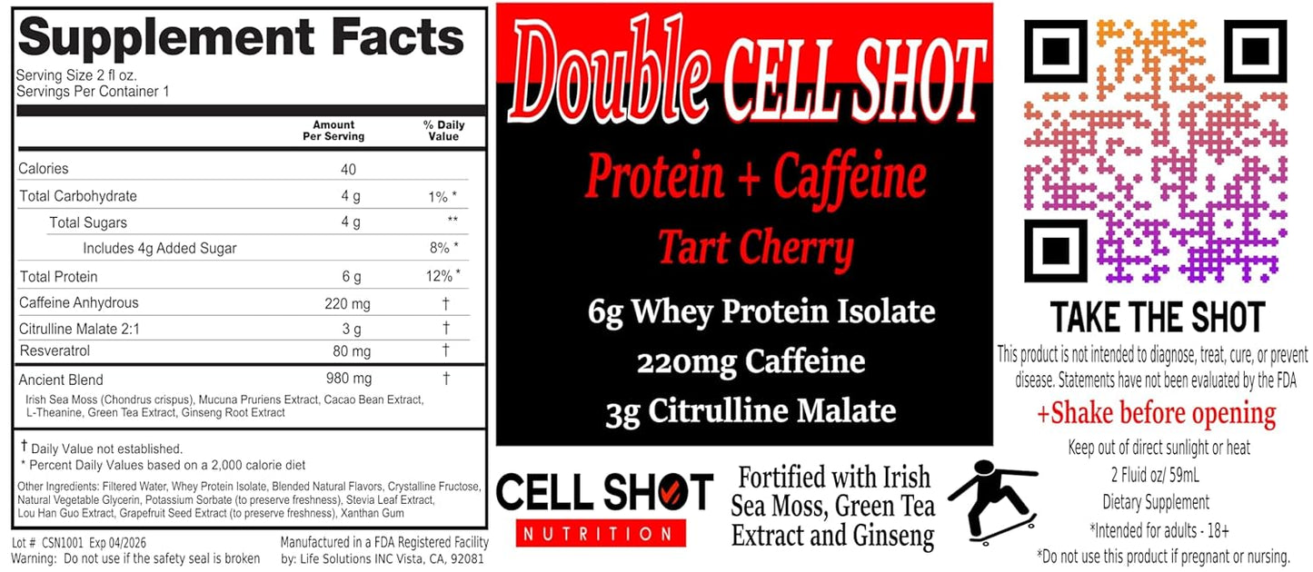 Cell Shot Nutrition Variety Pack - 15 Energy and Focus Shots for Athletic Performance and Preworkout Boost