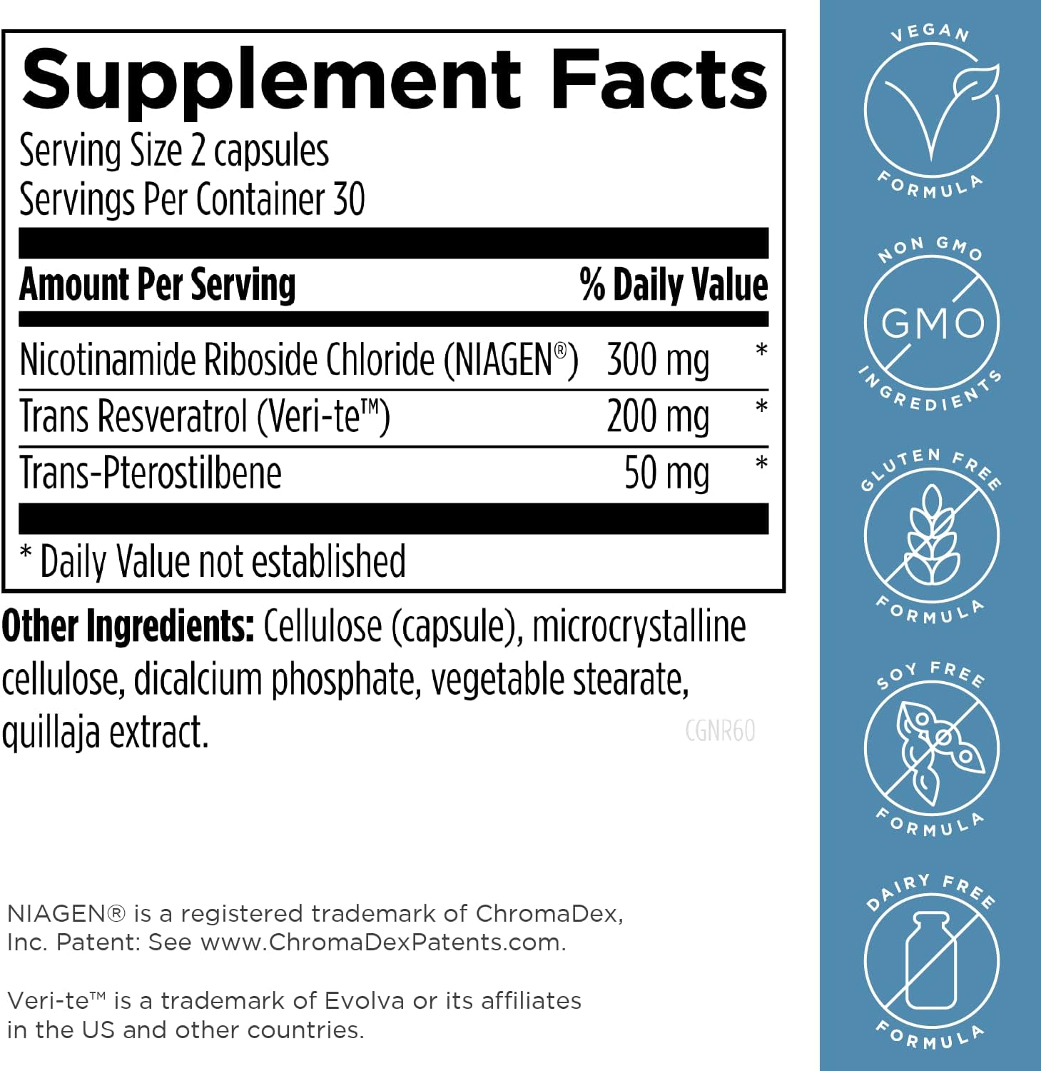 CellGuard-NR NAD+ Supplement with Resveratrol & Pterostilbene for Cellular Repair & Healthy Aging - 60 Vegan Capsules