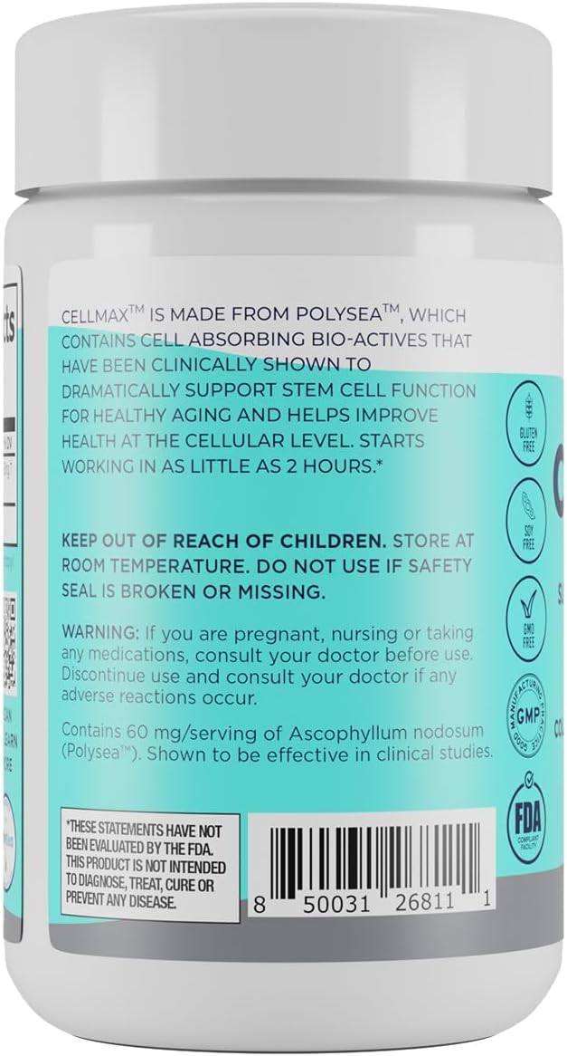 Cellmax - Clinically Proven Cellular Health Support with PolySea Seaweed Extract, Antioxidant Protection, Collagen Boost, Immune Function, Sustainable Formula
