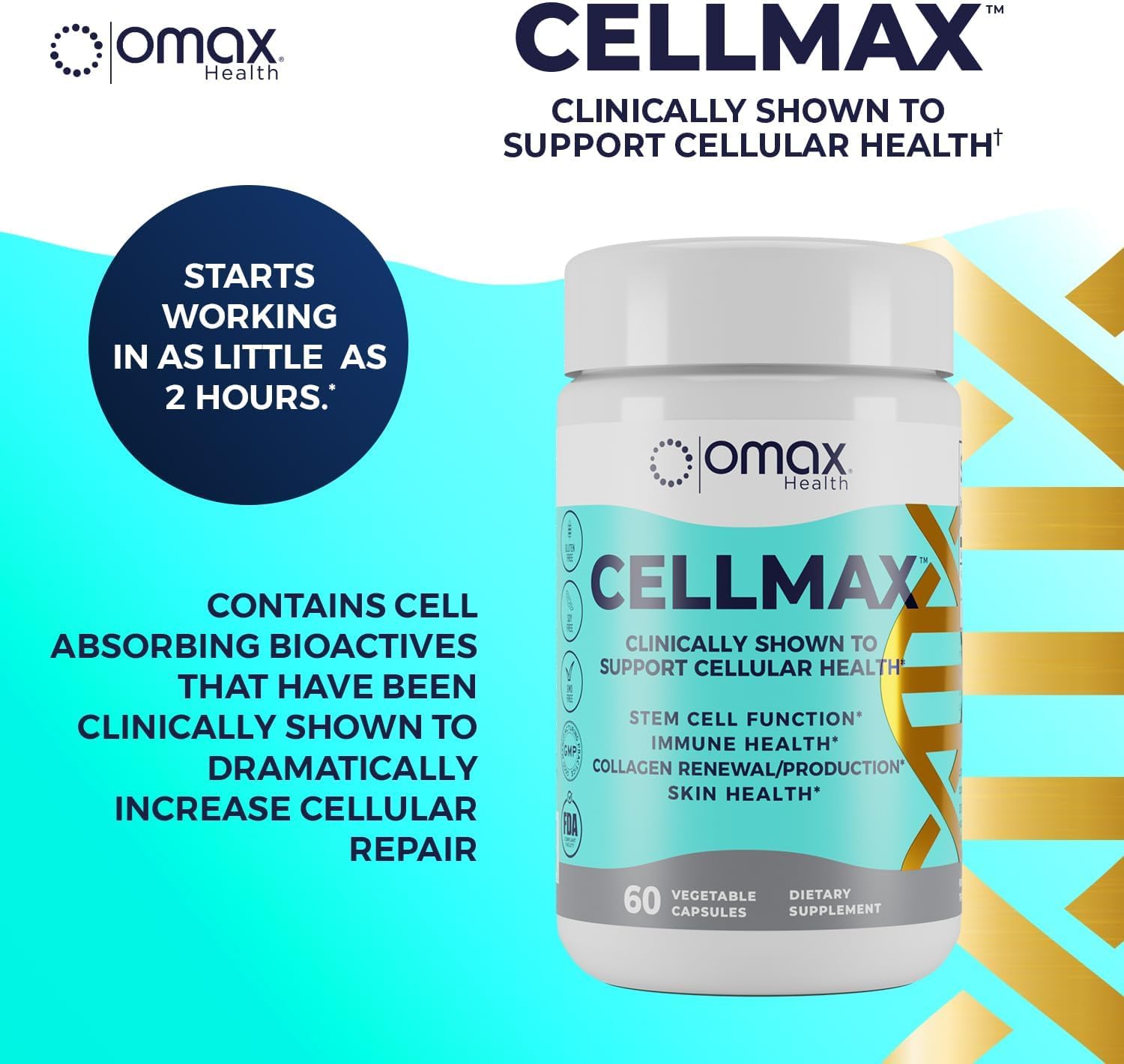 Cellmax - Clinically Proven Cellular Health Support with PolySea Seaweed Extract, Antioxidant Protection, Collagen Boost, Immune Function, Sustainable Formula