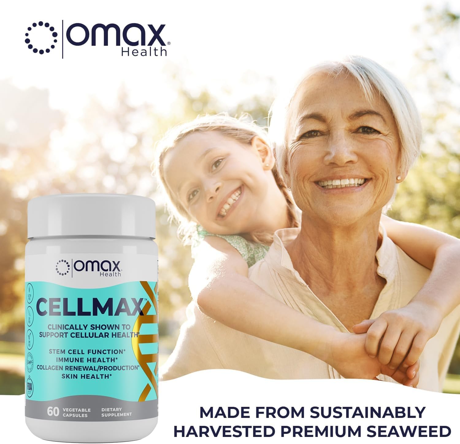 Cellmax - Clinically Proven Cellular Health Support with PolySea Seaweed Extract, Antioxidant Protection, Collagen Boost, Immune Function, Sustainable Formula