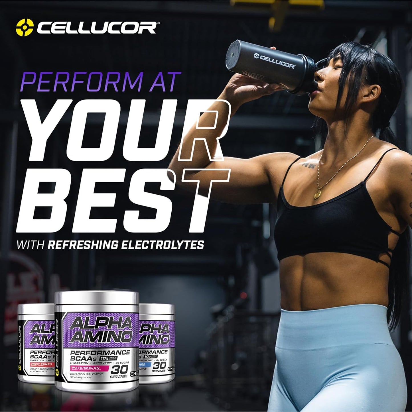 Cellucor Alpha Amino EAA & BCAA Powder - Fruit Punch Flavor, 30 Servings, Electrolytes Included