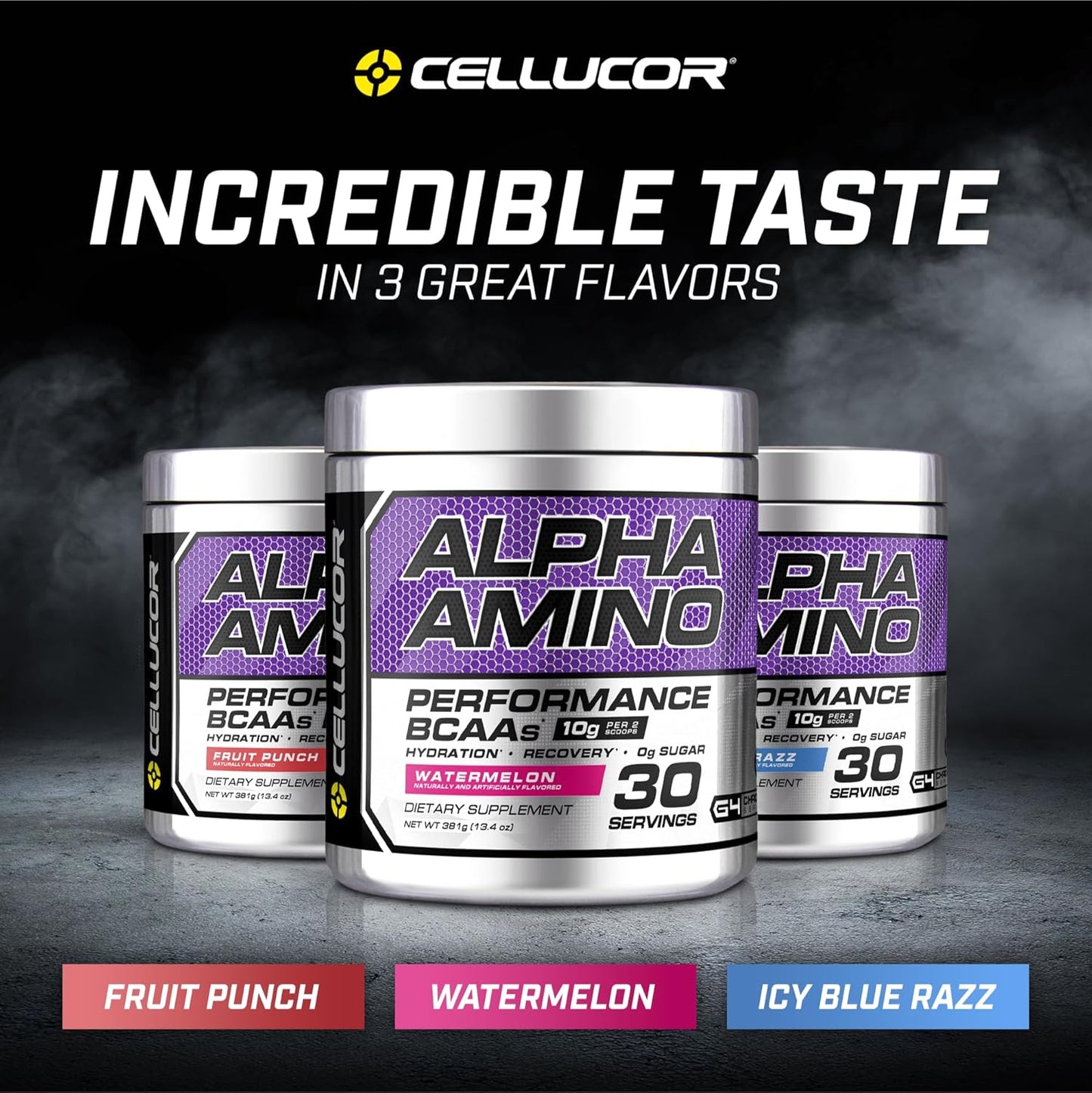Cellucor Alpha Amino EAA & BCAA Powder - Fruit Punch Flavor, 30 Servings, Electrolytes Included