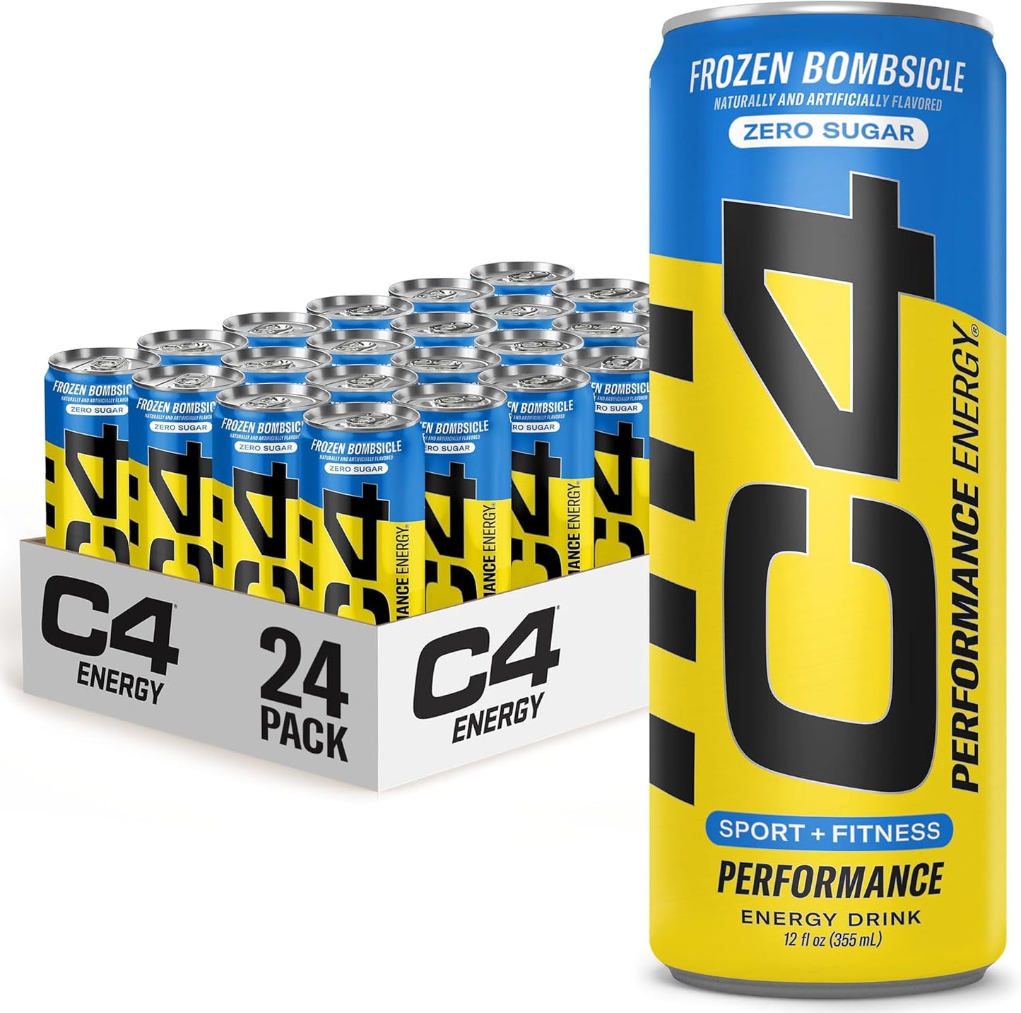 Cellucor C4 Energy Drink Frozen Bombsicle 12oz (24 Pack) - Sugar Free Pre Workout Performance Drink with Natural Ingredients