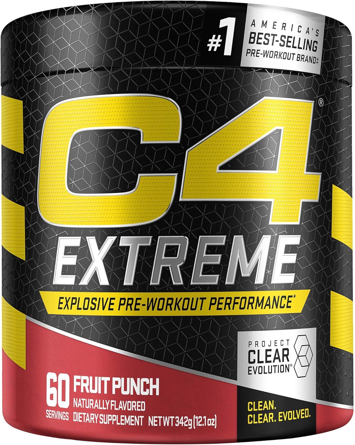 Cellucor C4 Extreme Fruit Punch Pre Workout Powder - Energizing Supplement with Caffeine, Beta Alanine, Creatine - 60 Servings for Men & Women