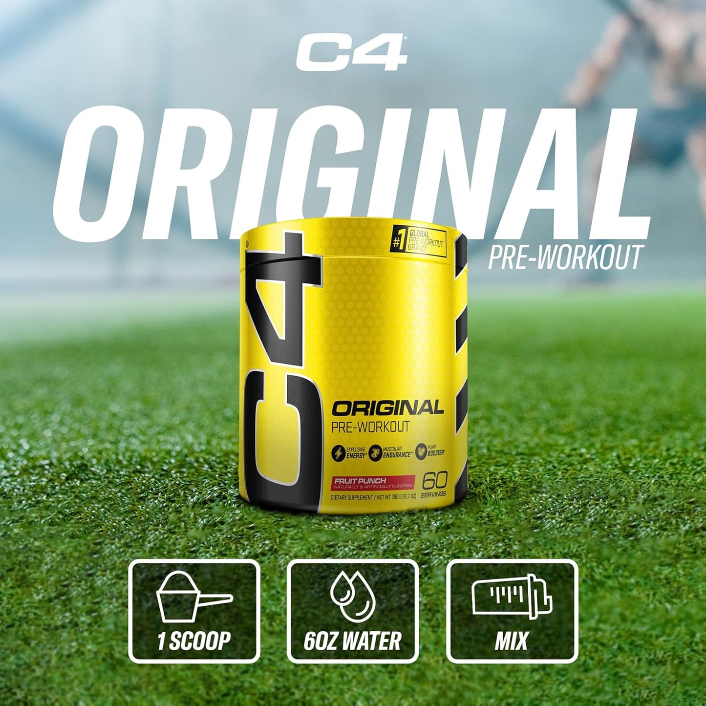 Cellucor C4 Original Fruit Punch Pre Workout Powder - Immune Support with Vitamin C - Sugar Free Energy for Men & Women - 60 Servings