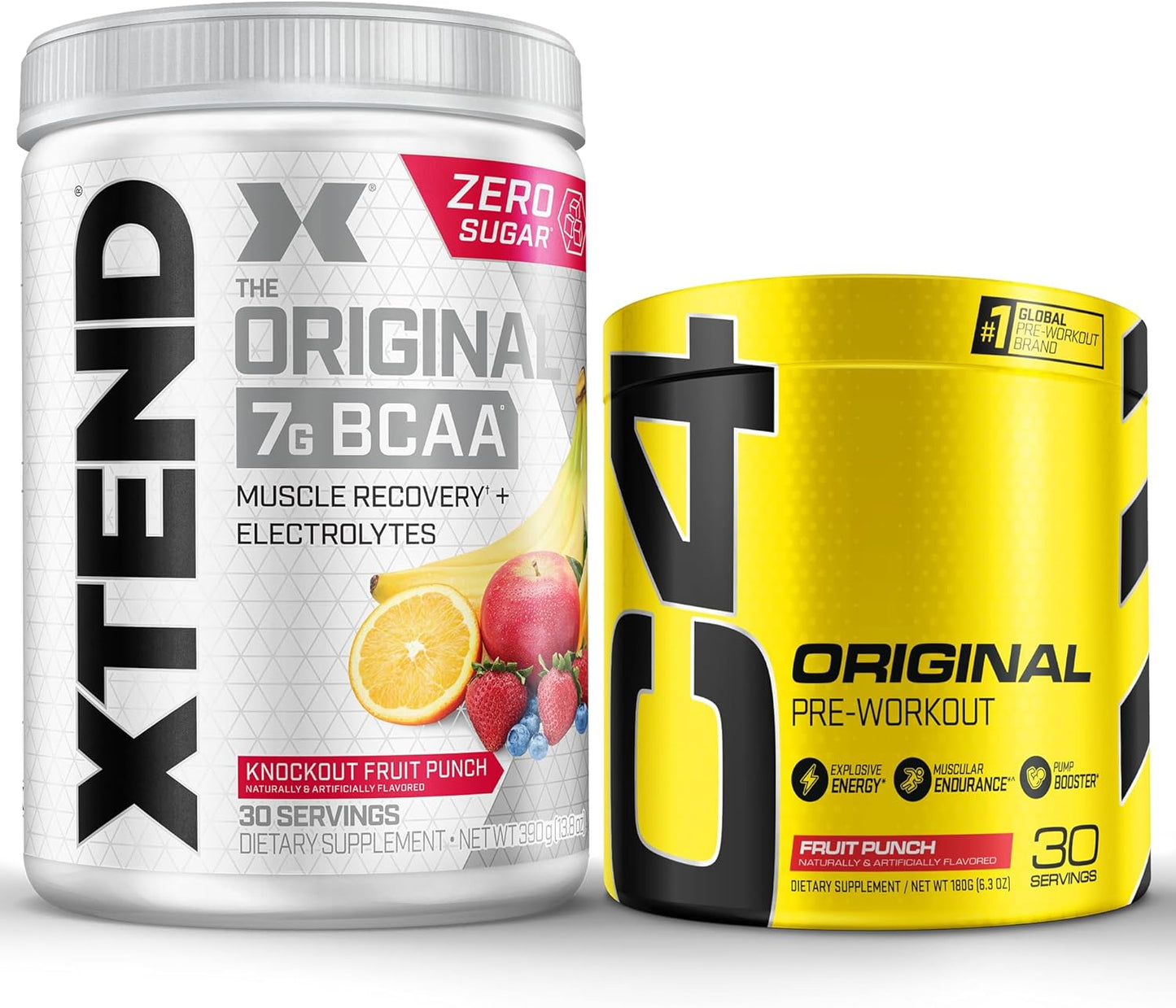 Cellucor C4 Original Pre Workout Powder & XTEND BCAA Bundle, Fruit Punch Flavor, 30 Servings Each