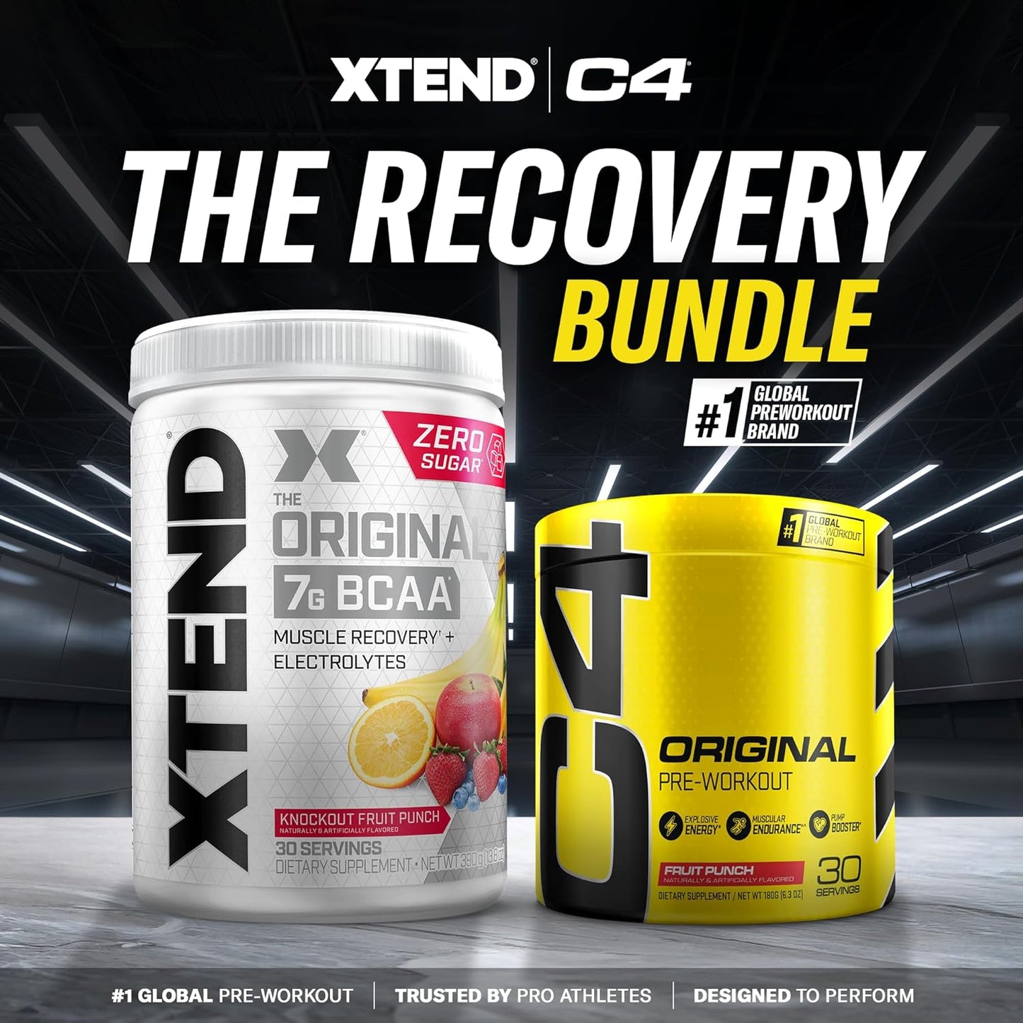 Cellucor C4 Original Pre Workout Powder & XTEND BCAA Bundle, Fruit Punch Flavor, 30 Servings Each