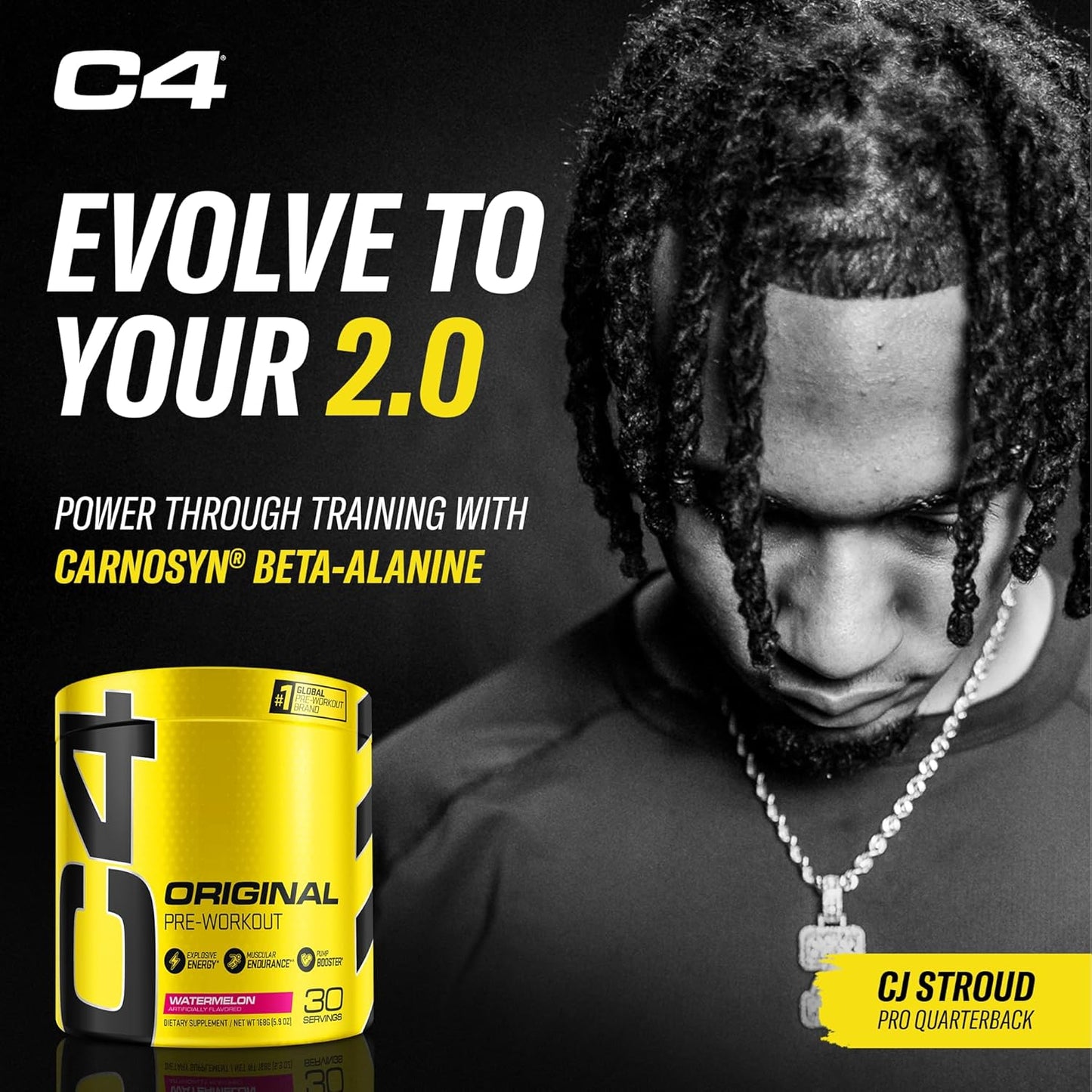Cellucor C4 Original Watermelon Sugar-Free Pre Workout Powder for Men & Women - Energy Supplement with Caffeine, Beta Alanine, and Creatine (30 Servings)