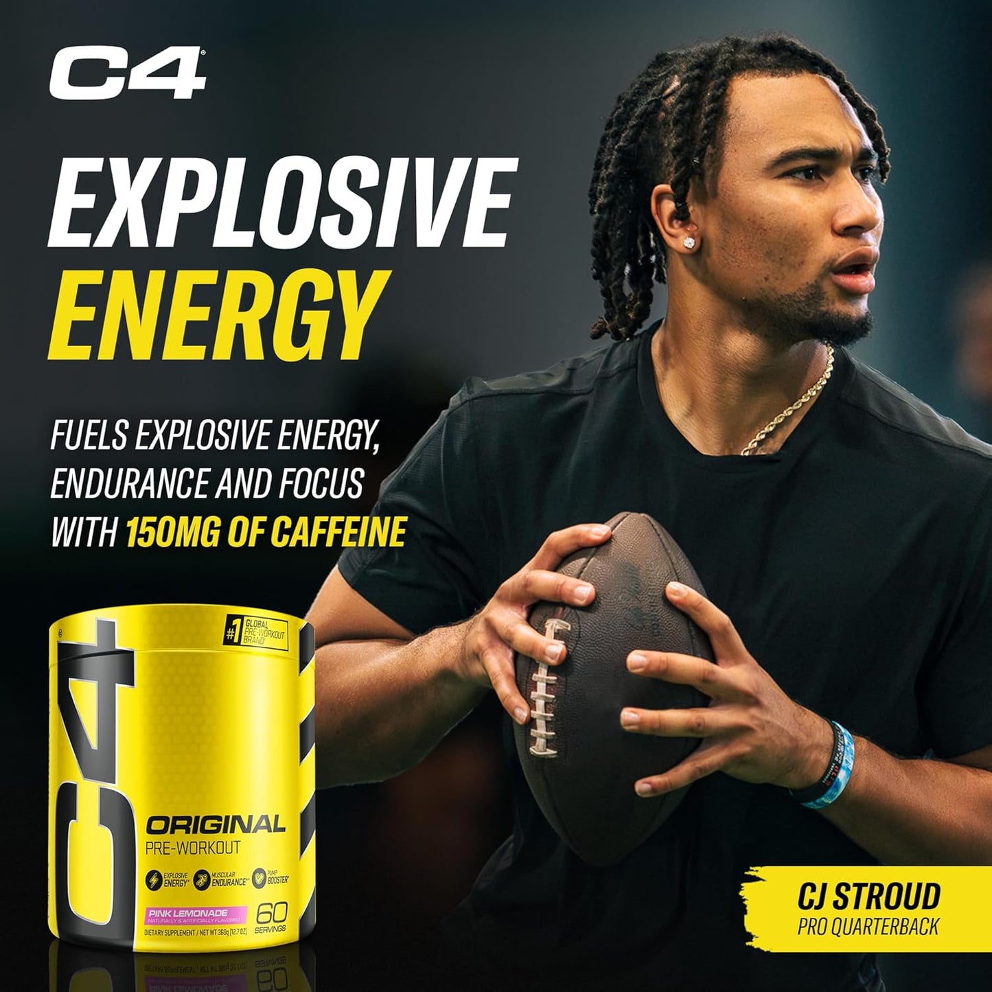 Cellucor C4 Pink Lemonade Pre Workout Powder - Sugar Free Energy Boost with Vitamin C, Caffeine, Beta Alanine, and Creatine - 60 Servings for Men & Women