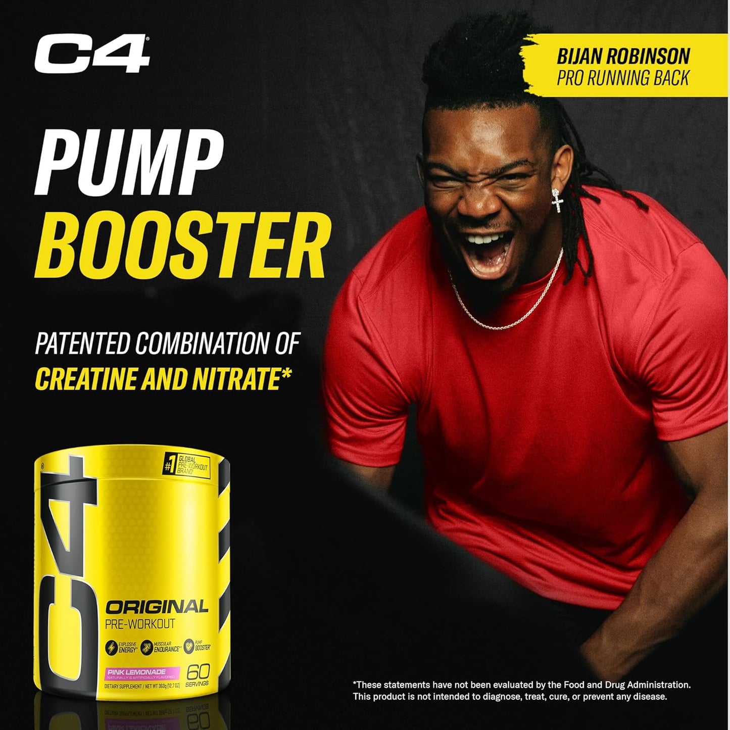 Cellucor C4 Pink Lemonade Pre Workout Powder - Sugar Free Energy Boost with Vitamin C, Caffeine, Beta Alanine, and Creatine - 60 Servings for Men & Women
