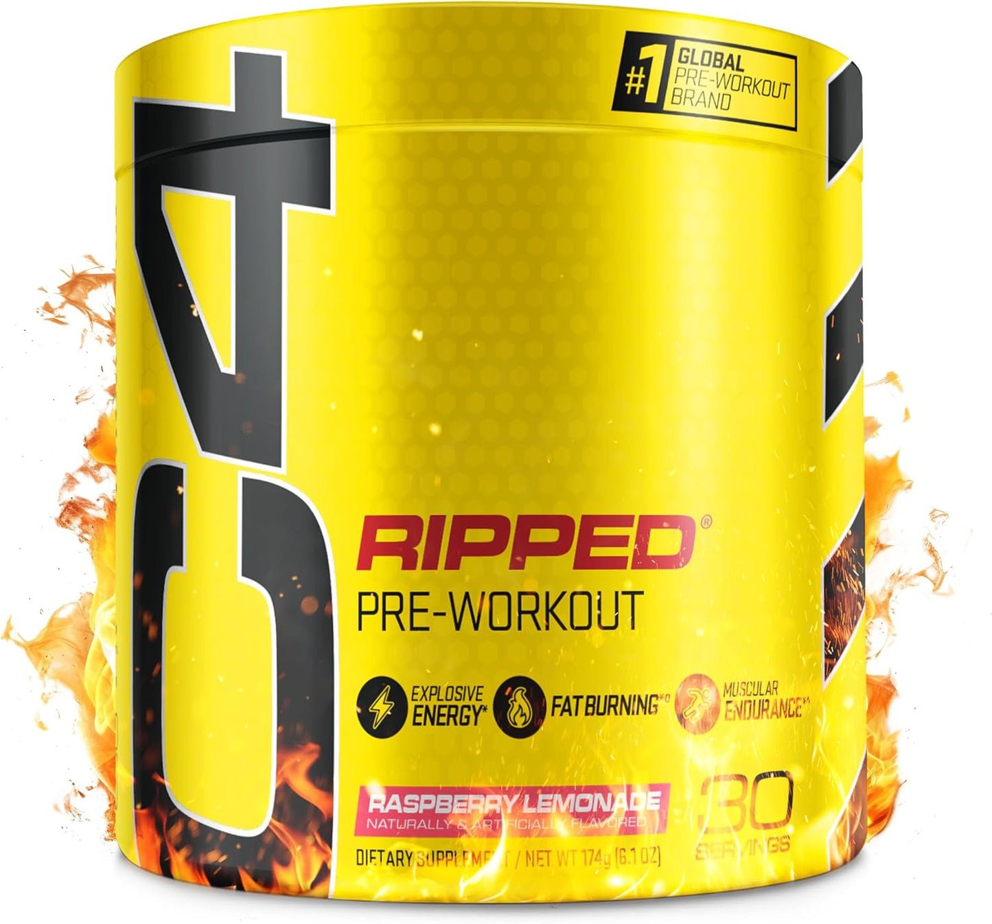 Cellucor C4 Ripped Pre Workout Powder - Sugar Free Energy Supplement with Beta Alanine, 150mg Caffeine, Raspberry Lemonade Flavor - Preworkout for Men & Women, 30 Servings