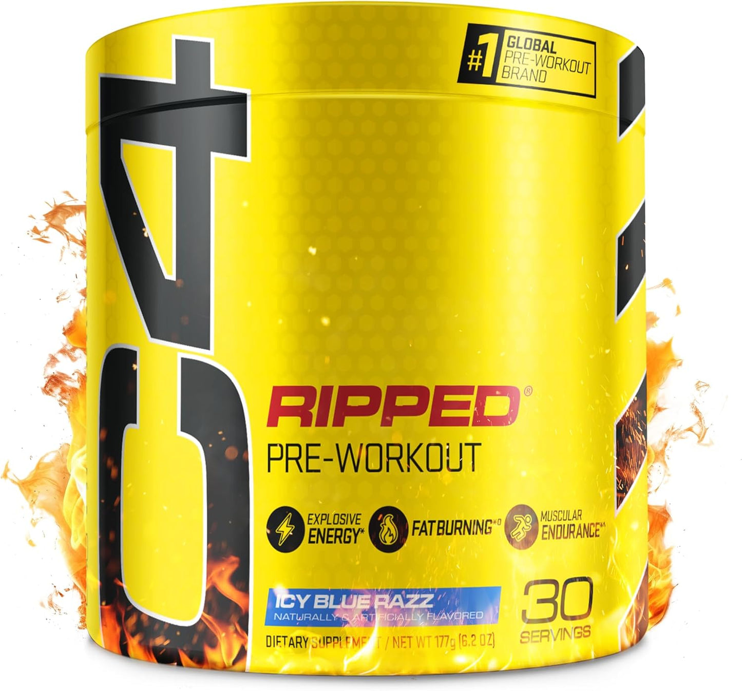 Cellucor C4 Ripped Pre Workout Powder - Sugar Free Energy Supplement with Beta Alanine for Men & Women - 150mg Caffeine - Creatine-Free - ICY Blue Razz - 30 Servings