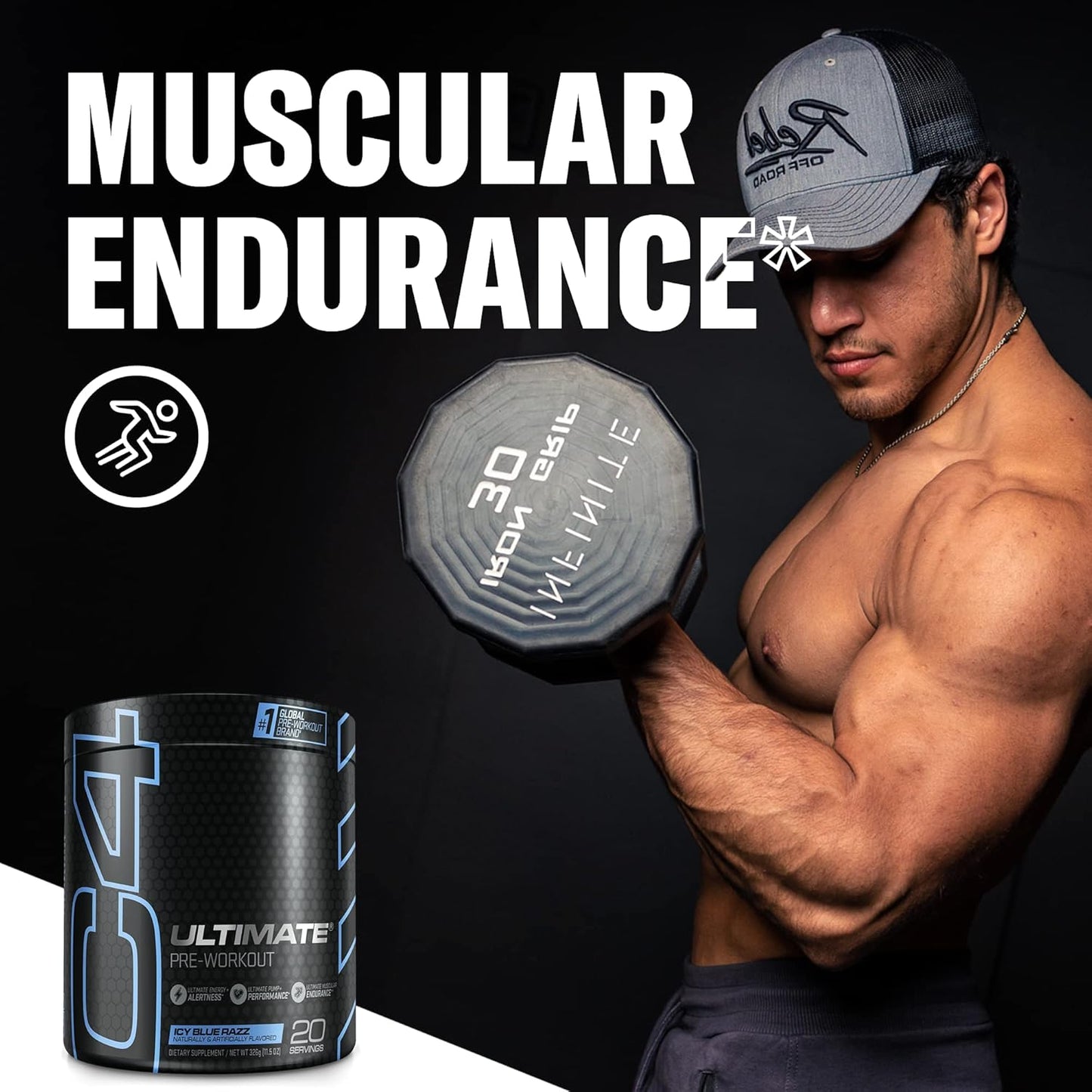 Cellucor C4 Ultimate Icy Blue Razz Pre Workout Powder - Sugar Free Energy Supplement with Caffeine, Beta Alanine, and Creatine - 20 Servings