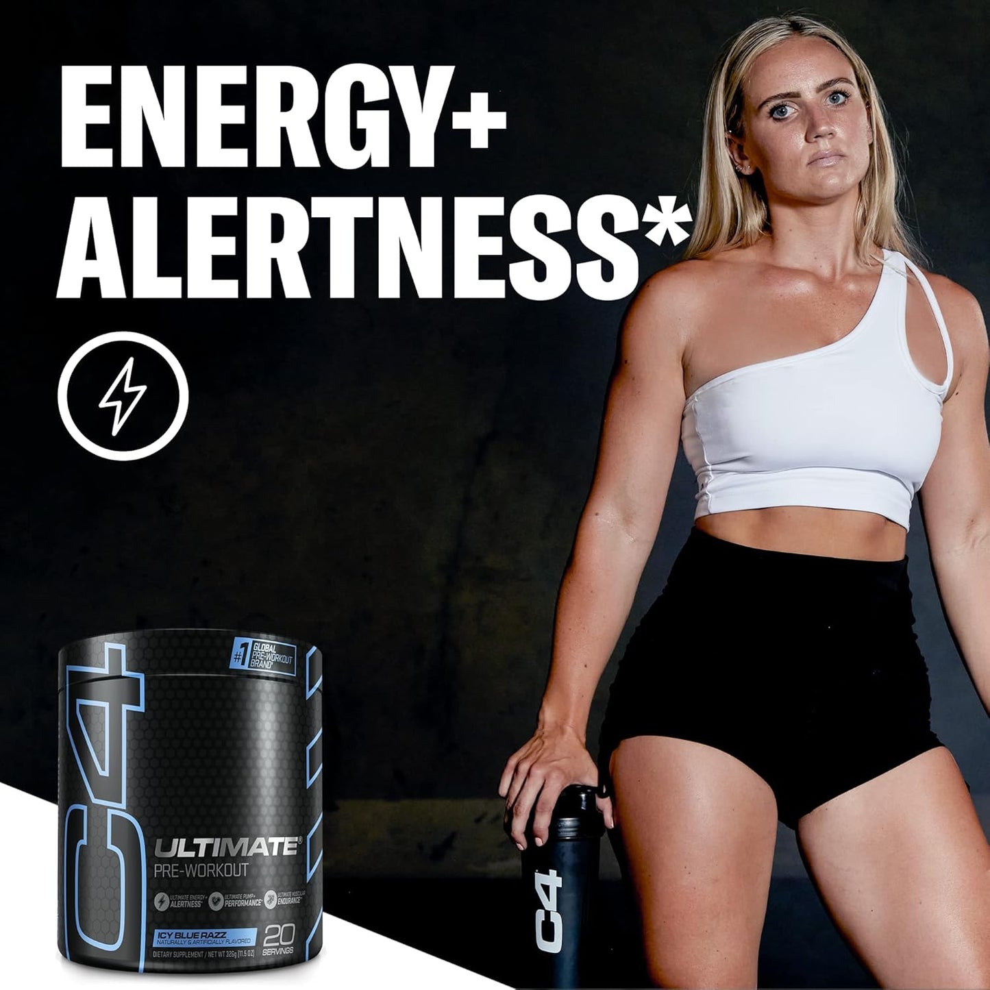 Cellucor C4 Ultimate Icy Blue Razz Pre Workout Powder - Sugar Free Energy Supplement with Caffeine, Beta Alanine, and Creatine - 20 Servings