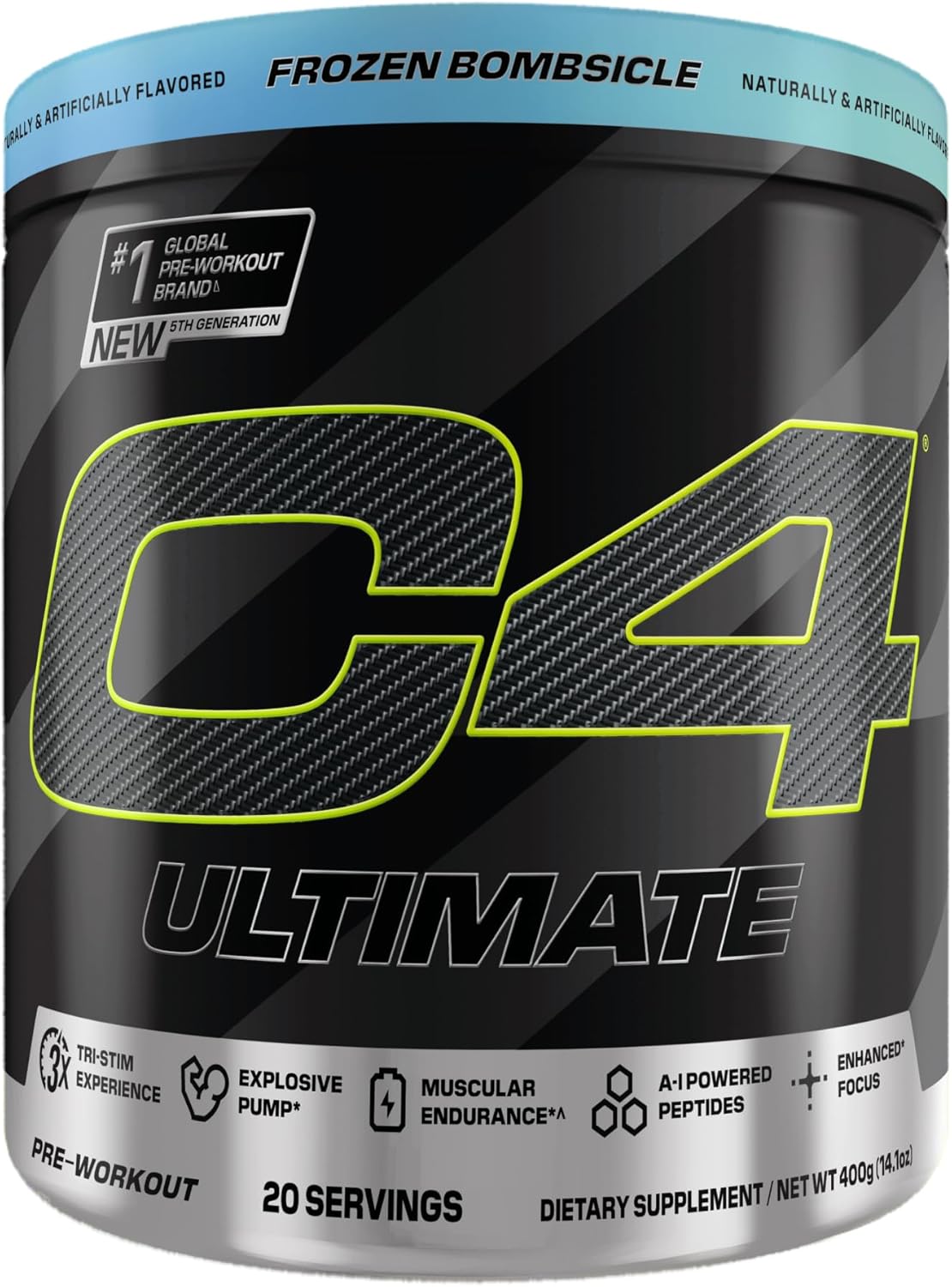 Cellucor C4 Ultimate Pre Workout Powder - Sugar Free Energy Supplement - 300mg Caffeine + TeaCrine + Dynamine + Creatine - Freedom Bombsicle, 20 Servings