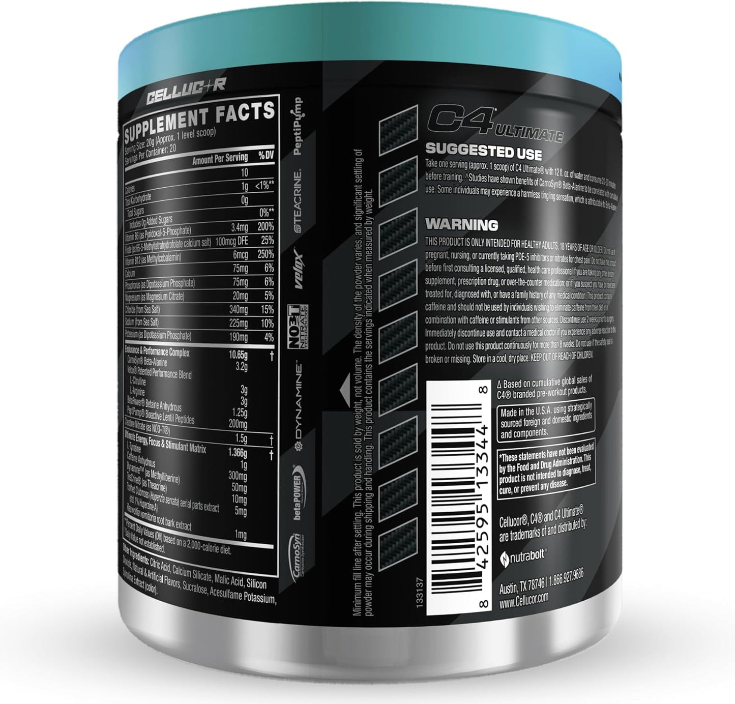 Cellucor C4 Ultimate Pre Workout Powder - Sugar Free Energy Supplement - 300mg Caffeine + TeaCrine + Dynamine + Creatine - Freedom Bombsicle, 20 Servings