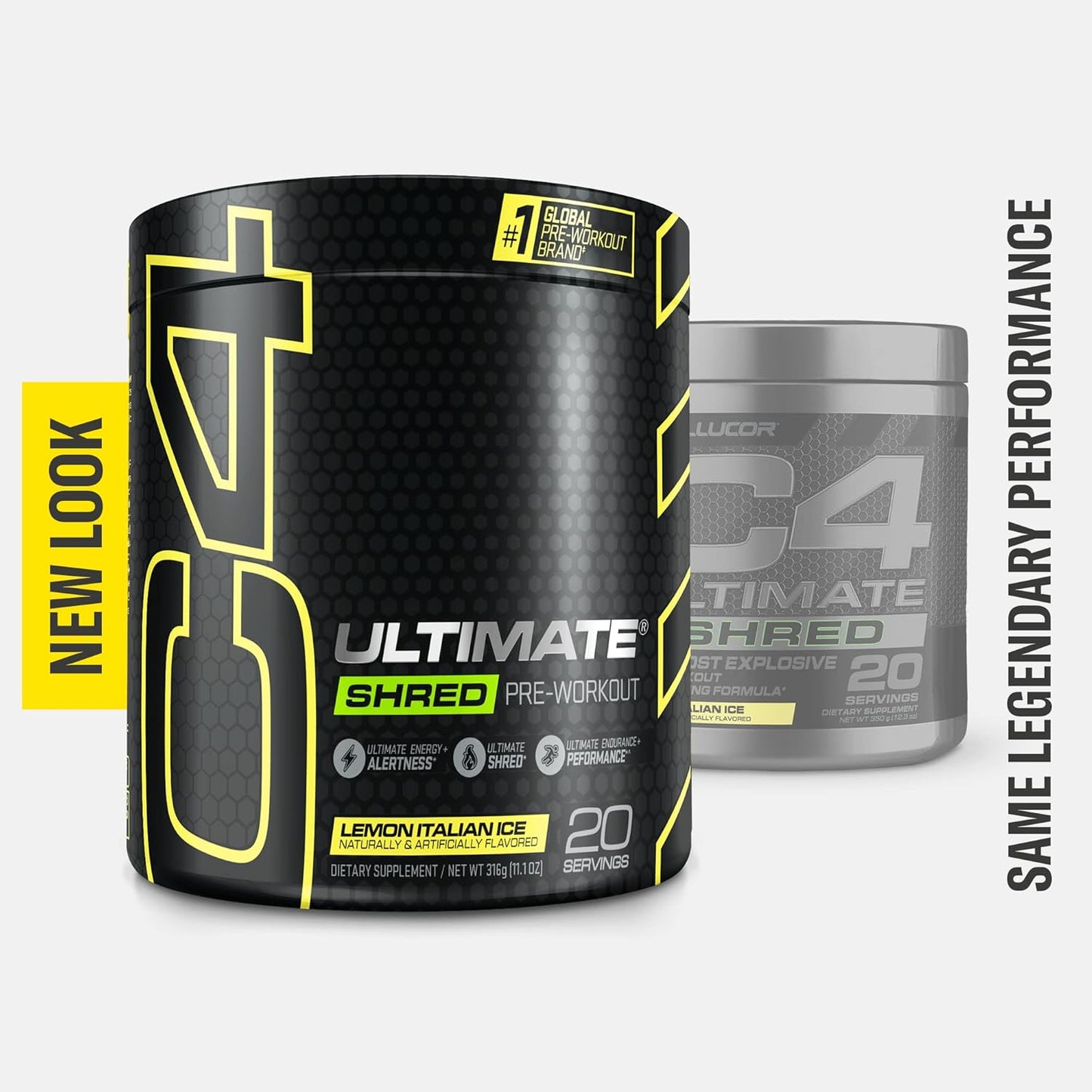 Cellucor C4 Ultimate Shred Pre Workout Powder - Metabolism Supplement with Ginger & Lemon Flavor - 20 Servings