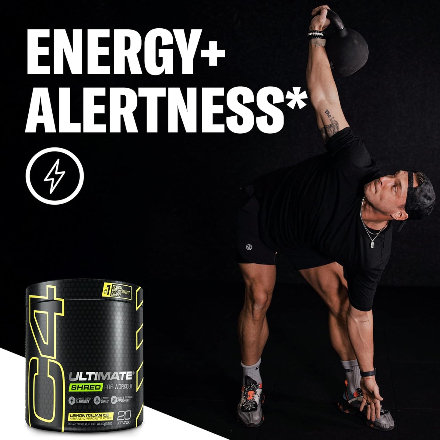 Cellucor C4 Ultimate Shred Pre Workout Powder - Metabolism Supplement with Ginger & Lemon Flavor - 20 Servings