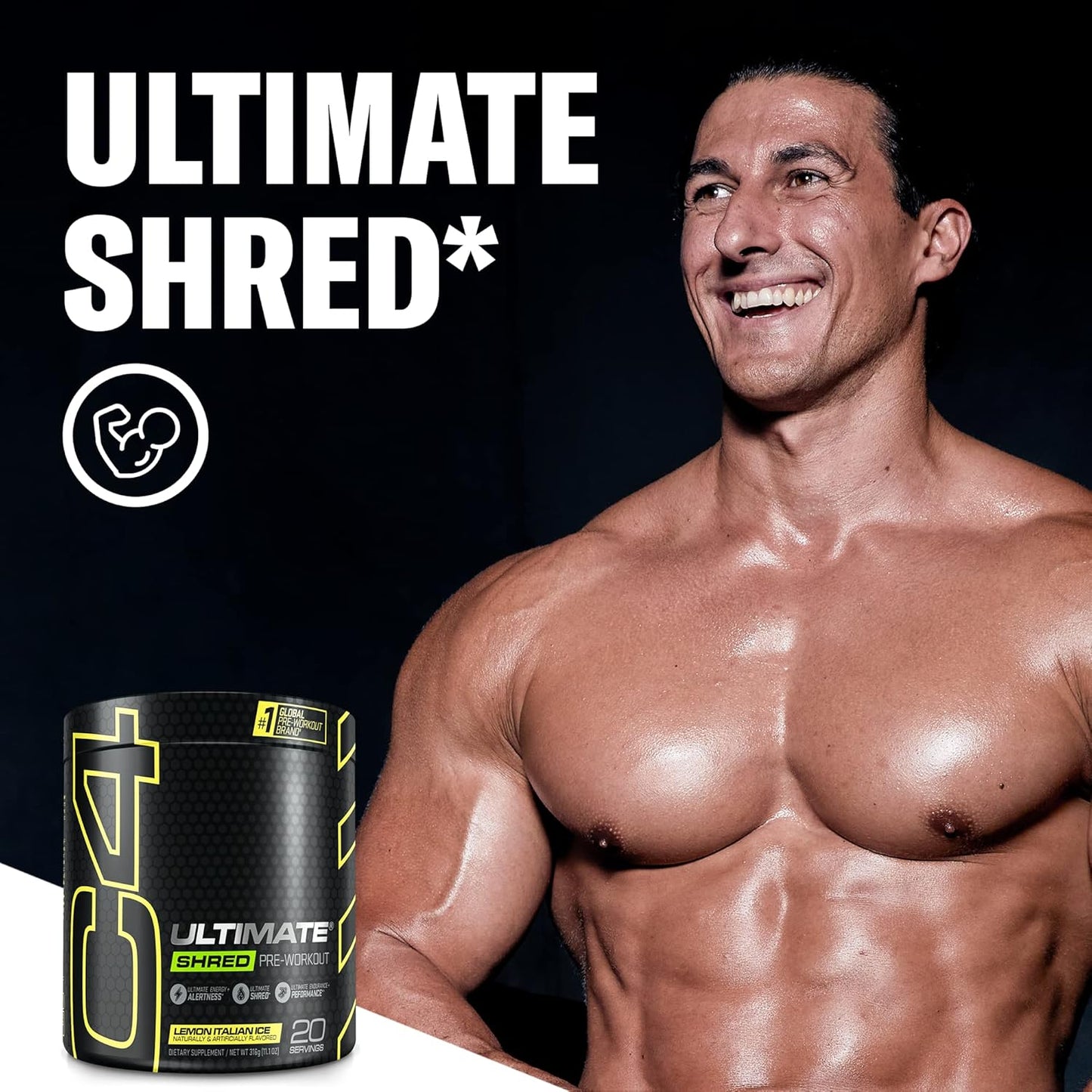 Cellucor C4 Ultimate Shred Pre Workout Powder - Metabolism Supplement with Ginger & Lemon Flavor - 20 Servings