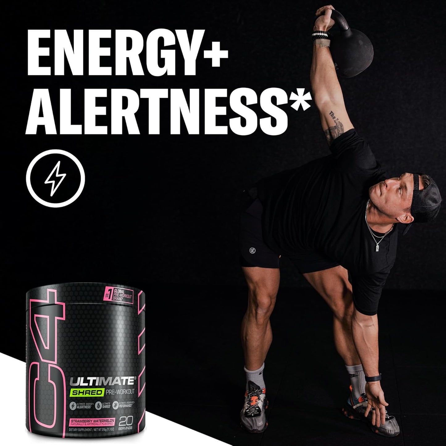 Cellucor C4 Ultimate Shred Pre Workout Powder - Weight Loss Supplement with Ginger Root Extract - Strawberry Watermelon Flavor - 20 Servings