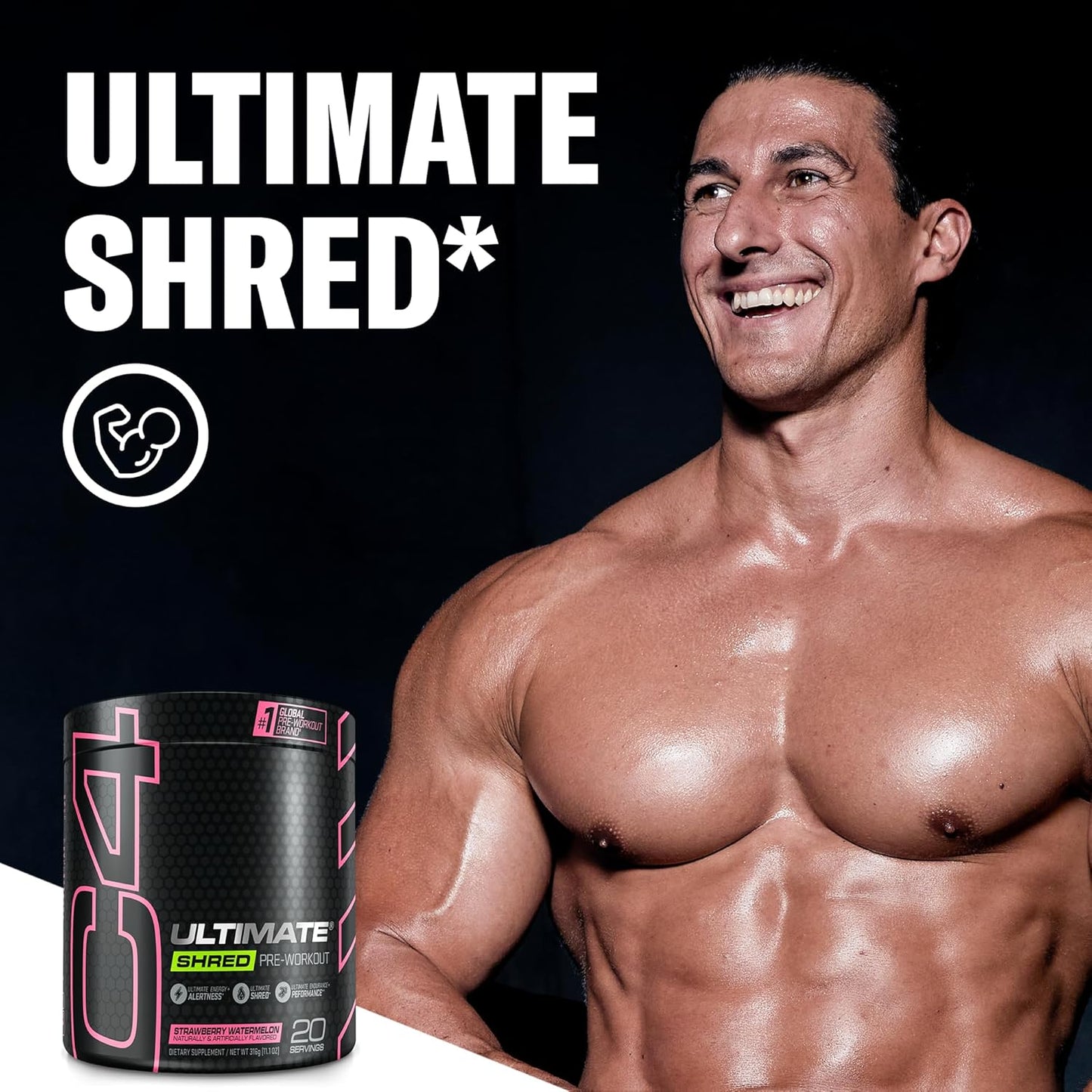 Cellucor C4 Ultimate Shred Pre Workout Powder - Weight Loss Supplement with Ginger Root Extract - Strawberry Watermelon Flavor - 20 Servings
