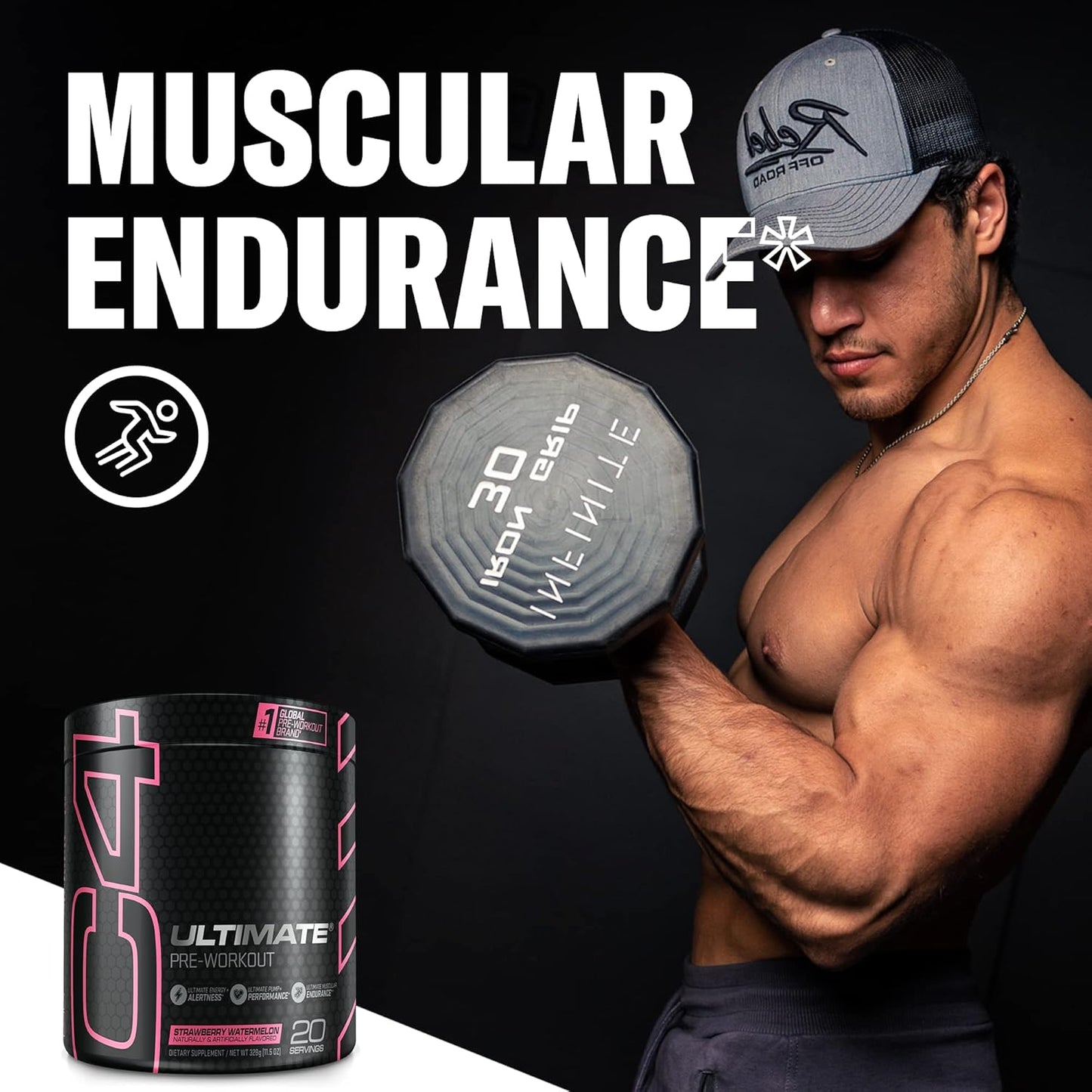 Cellucor C4 Ultimate Watermelon Pre Workout Powder - Sugar Free Energy Supplement for Men & Women - 300mg Caffeine - 3.2g Beta Alanine - 2 Patented Creatines - 20 Servings