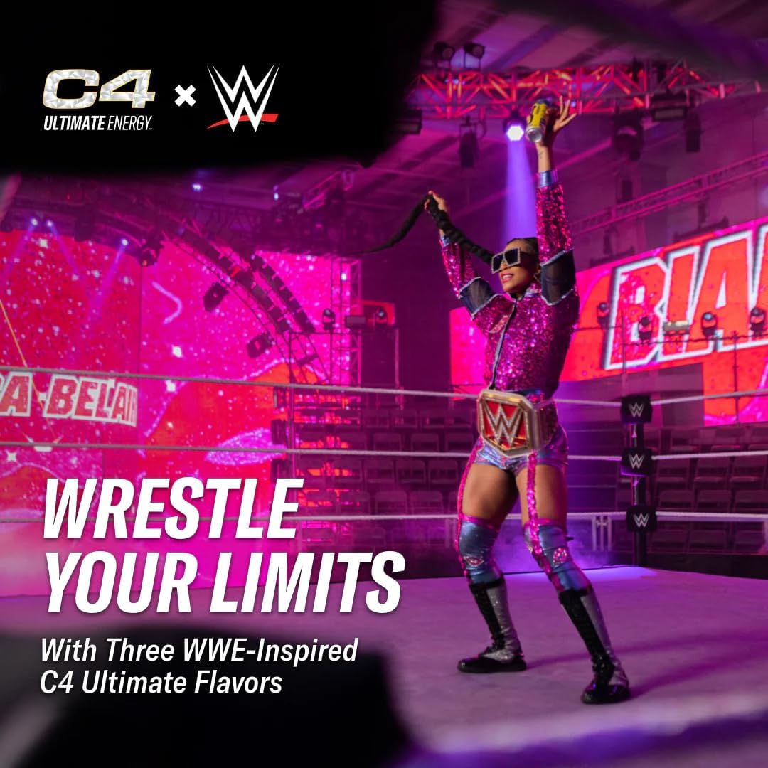Cellucor C4 Ultimate x WWE Pomegranate PileDriver Pre Workout Powder - Sugar Free Energy Supplement with Caffeine, Beta Alanine, and Creatines - 20 Servings