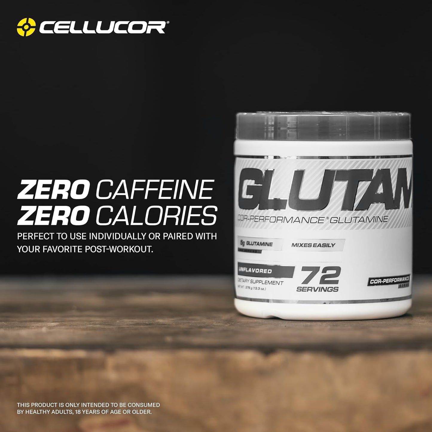 Cellucor Cor-Performance Series Glutamine Powder - 72 Servings, 12.69 Oz - Post Workout Recovery Supplement - Unflavored