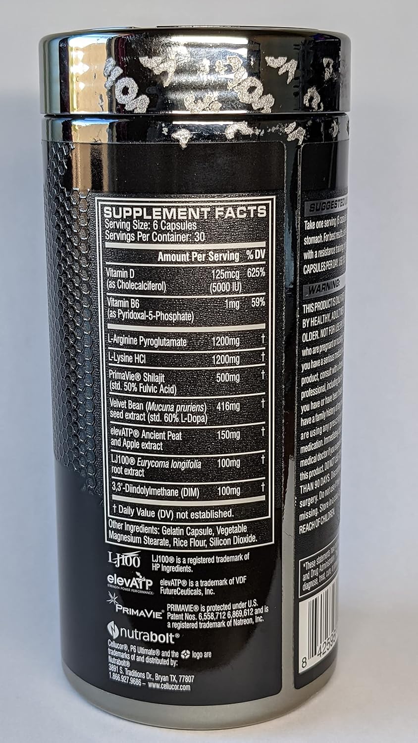 Cellucor P6 Ultimate GH Test Booster - 180 Capsules for Men, Growth Hormone Support, Protein Synthesis & Fat Metabolism