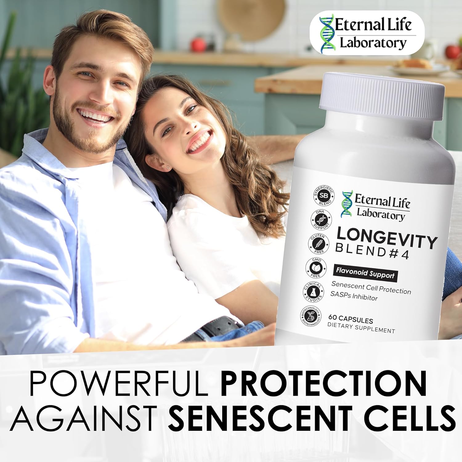 Cellular Defense Anti-Aging Supplement with Immunity and Energy Support - Eternal Life Laboratory Longevity Blend #4