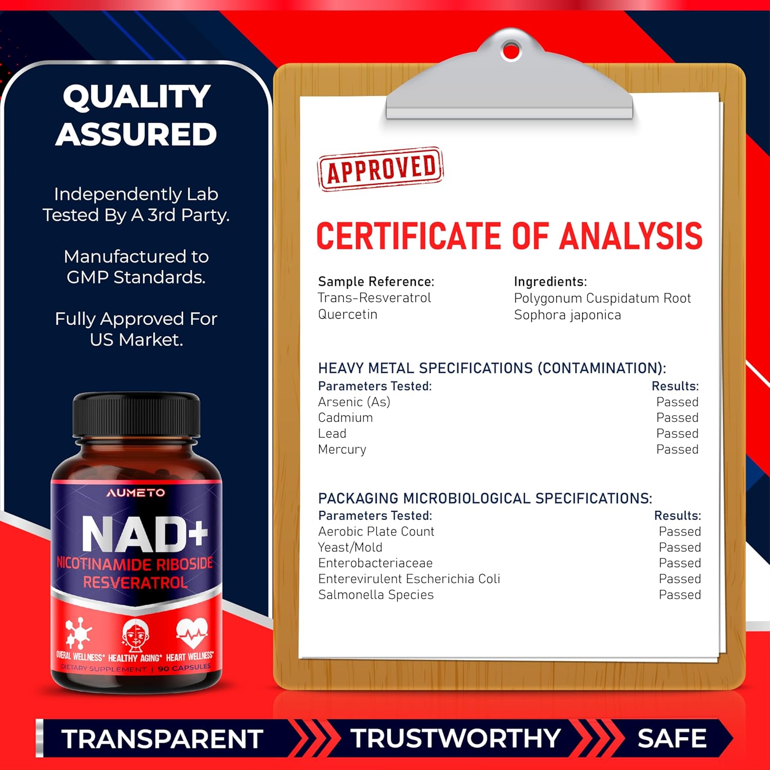 Cellular Energy & Repair Supplement with NAD+ Nicotinamide Riboside NR, Resveratrol, Quercetin - 90 Count Pack for Healthy Aging & Vitality