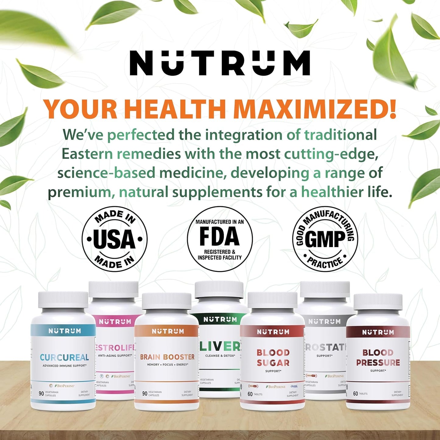 Cellular Health Immune Support Supplements with Curcumin & Fucoidan - 90 Vegan Capsules by Nutrum