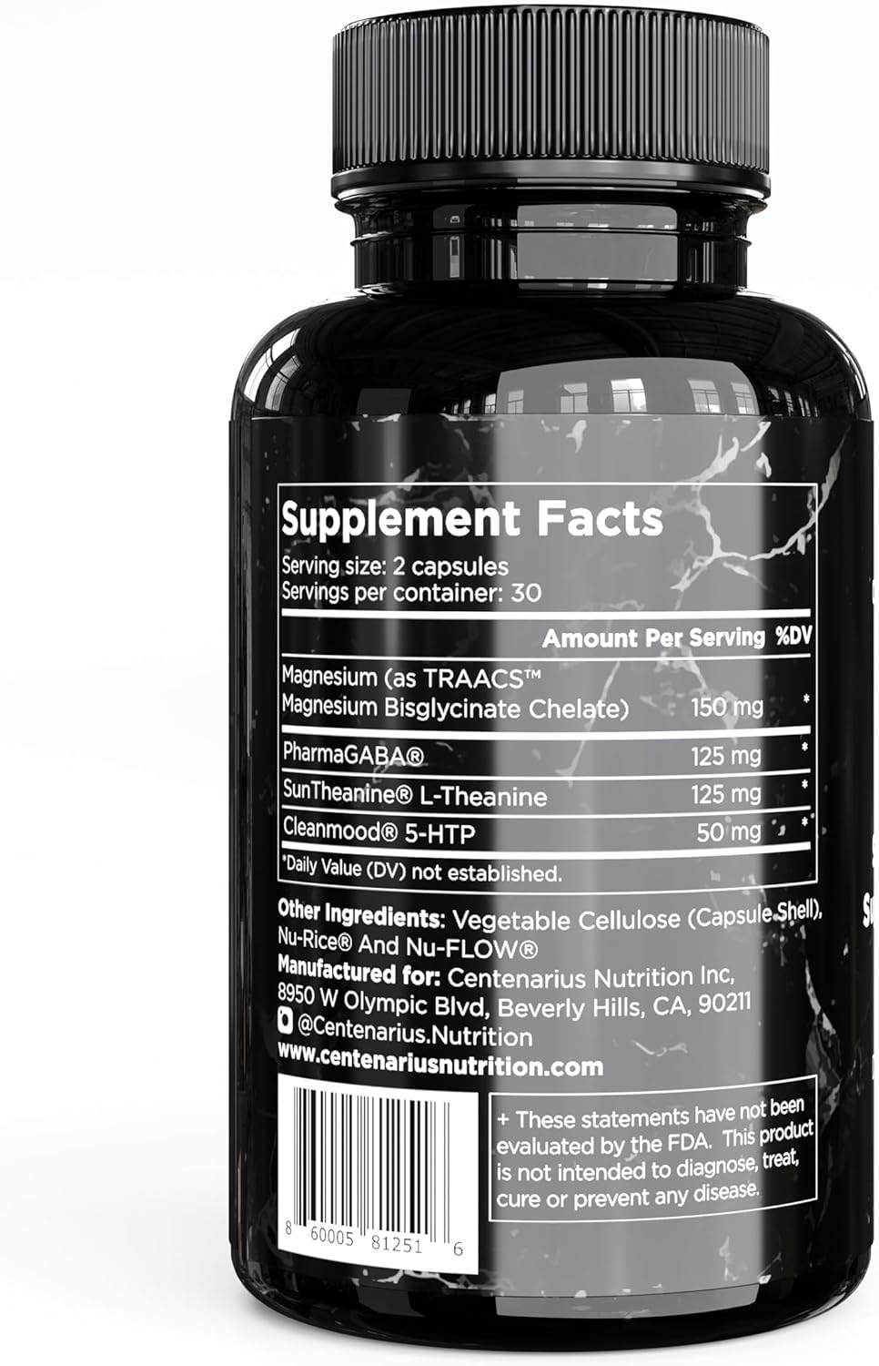 Centenarius Nutrition Sleep and Mood Formula - 60 Count - Supports Sleep, Mood, and Stress Levels with L-Theanine, 5-HTP, and PharmaGABA