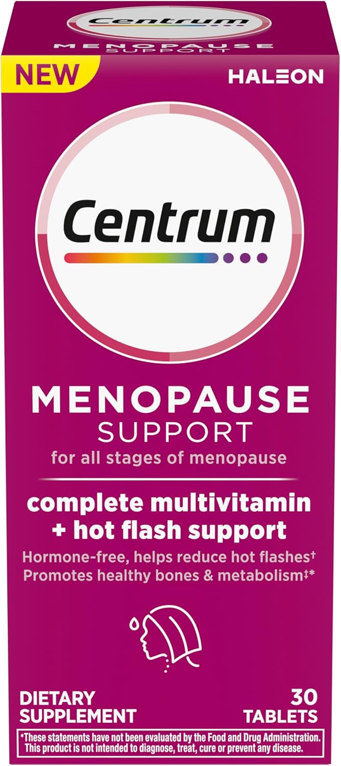 Centrum Complete Multivitamin with Hot Flash Menopause Support, 30 Tablets, geniVida Formula